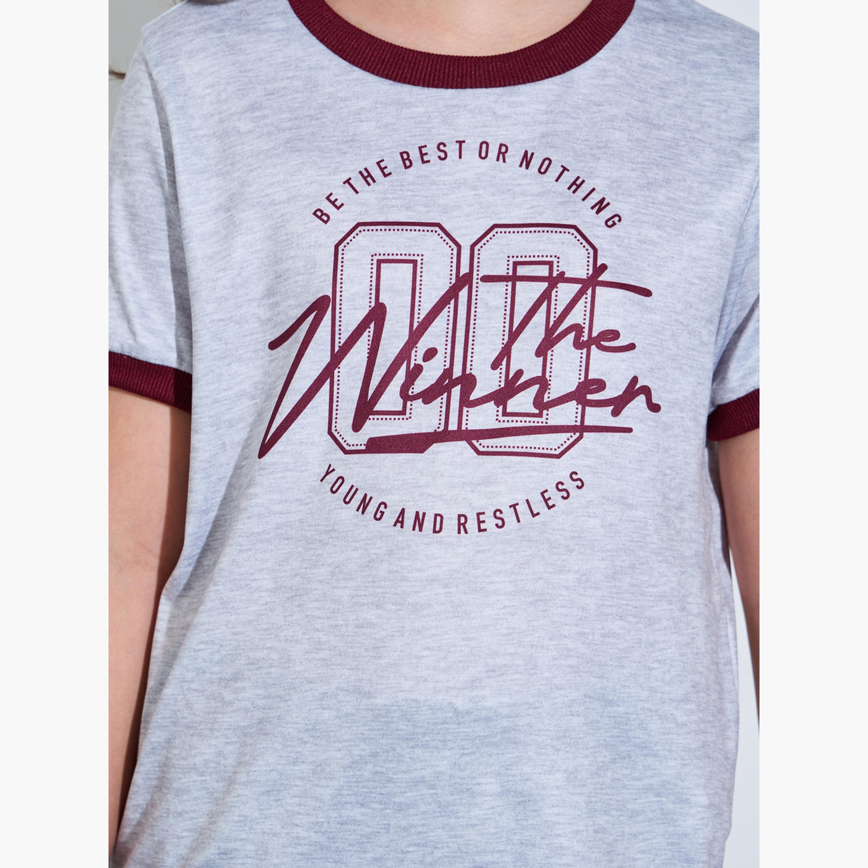 Styli Teen Girls Grey Regular Fit Printed Ringer T-Shirt-girls-clothing-tshirts-image-5