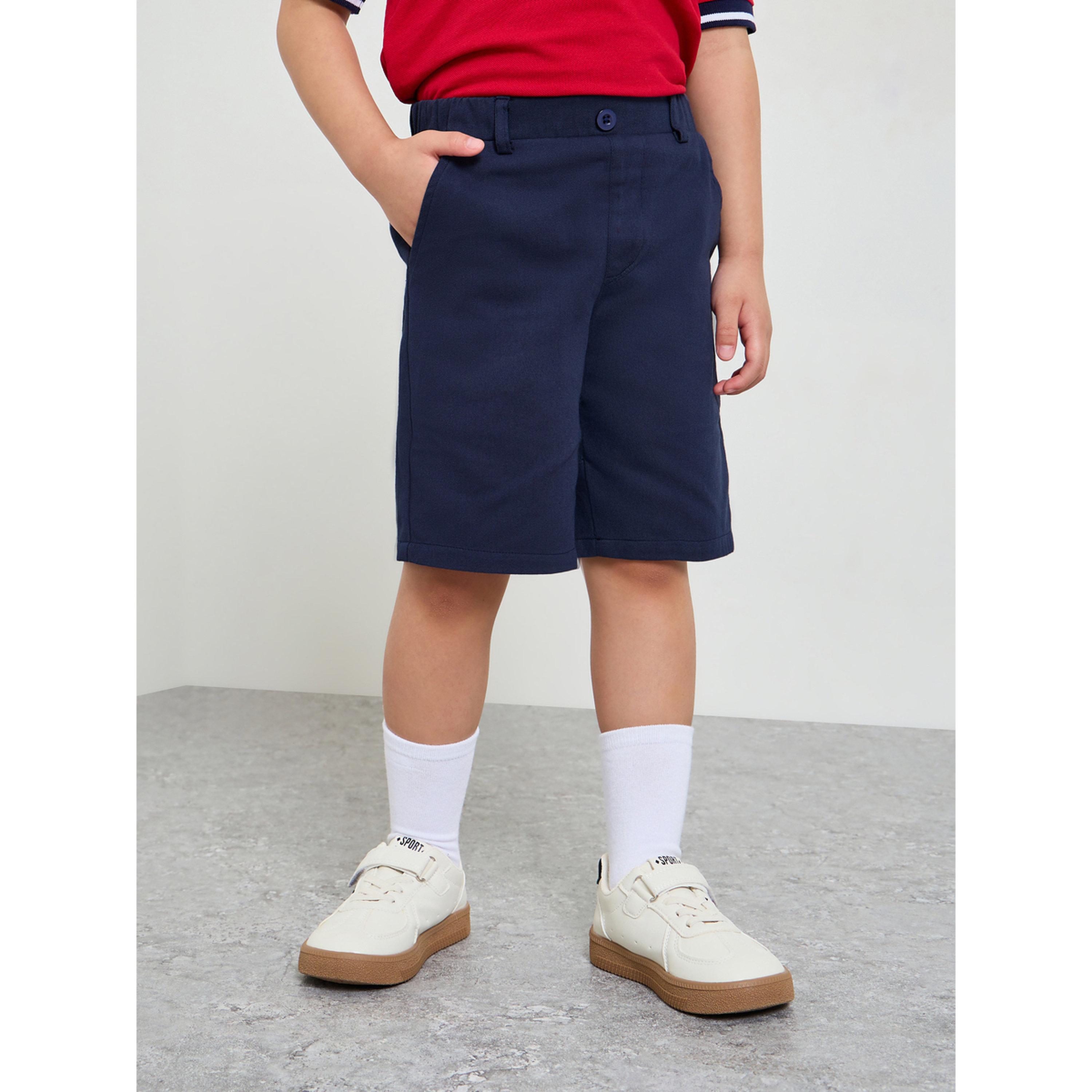 شورت بحزام خصر مطاطي سادة للأولاد-boys-clothing-bottoms-shorts-image-1
