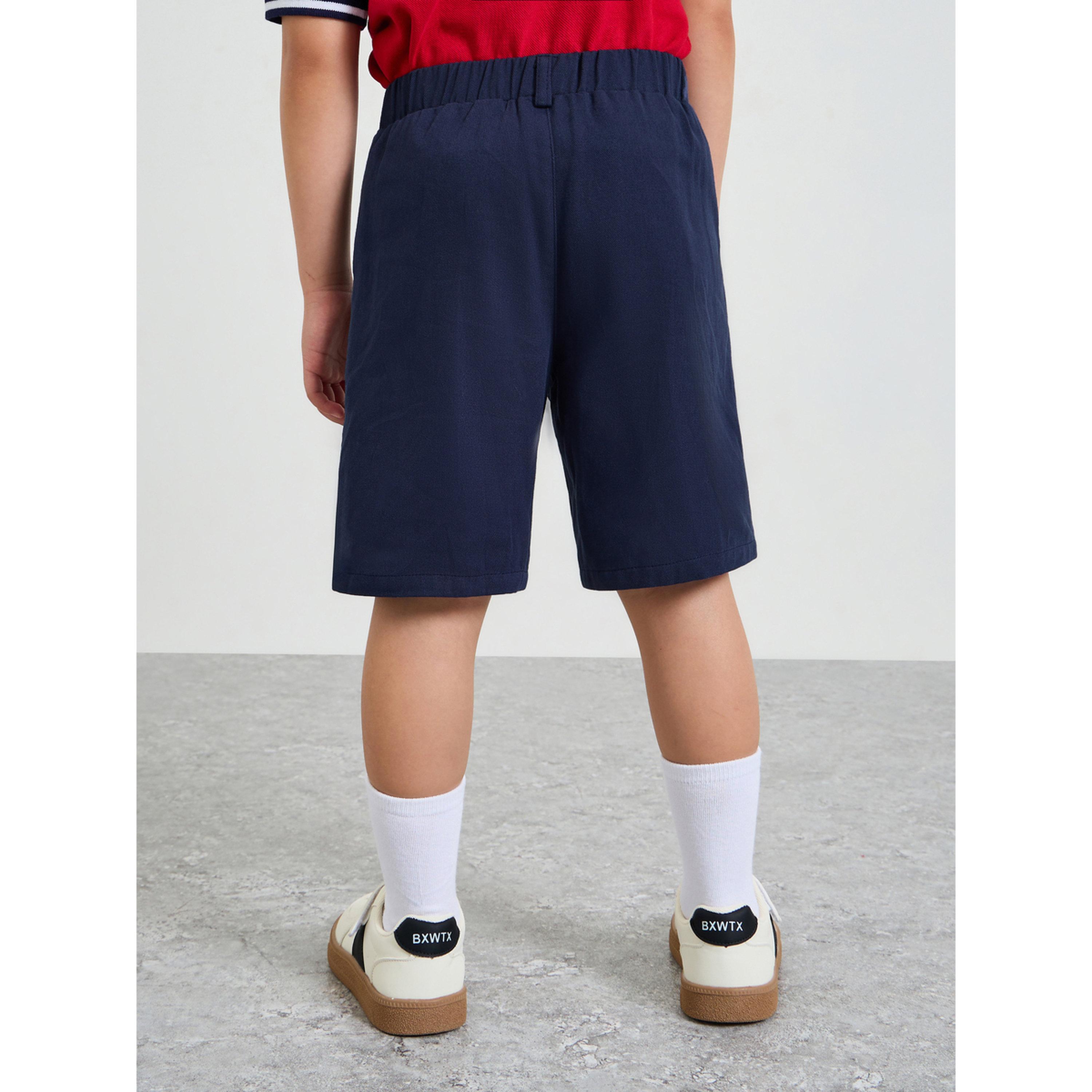 شورت بحزام خصر مطاطي سادة للأولاد-boys-clothing-bottoms-shorts-image-4