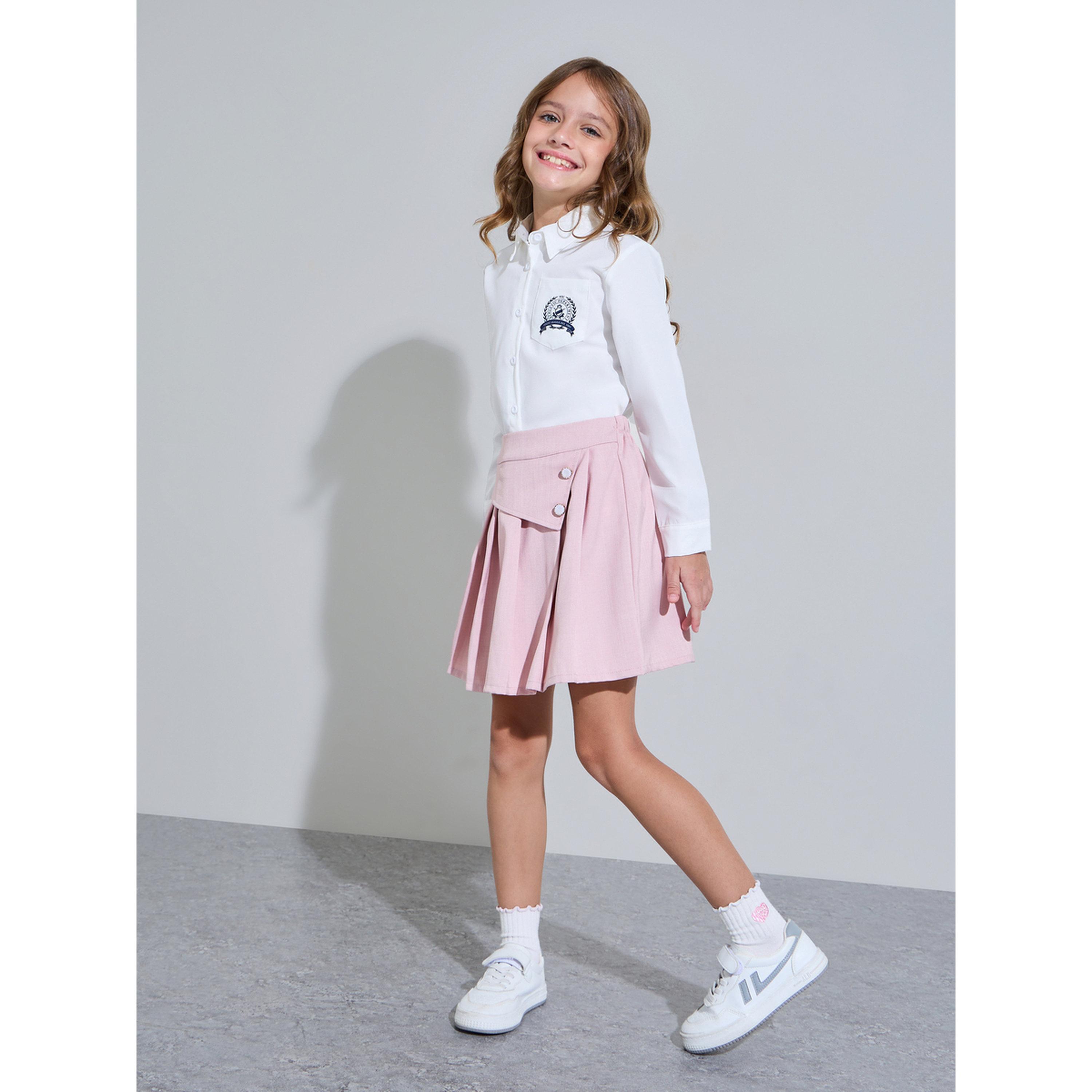 بلوزة واسعة بتطريز شعار على الجانب للبنات-girls-clothing-blousesandshirts-image-2