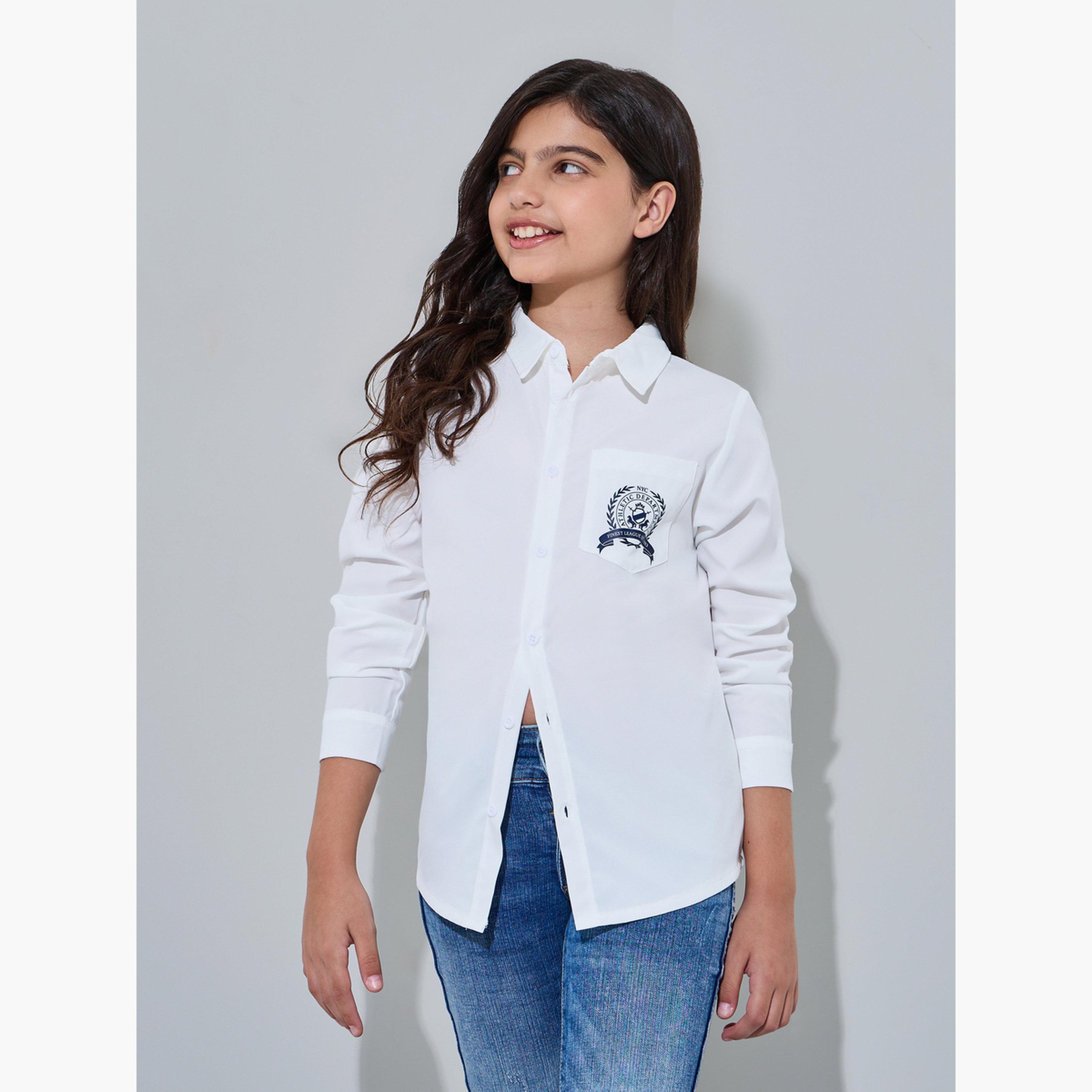 Styli Teen Girls Printed Pocket Long Sleeve Shirt-girls-clothing-blousesandshirts-image-3