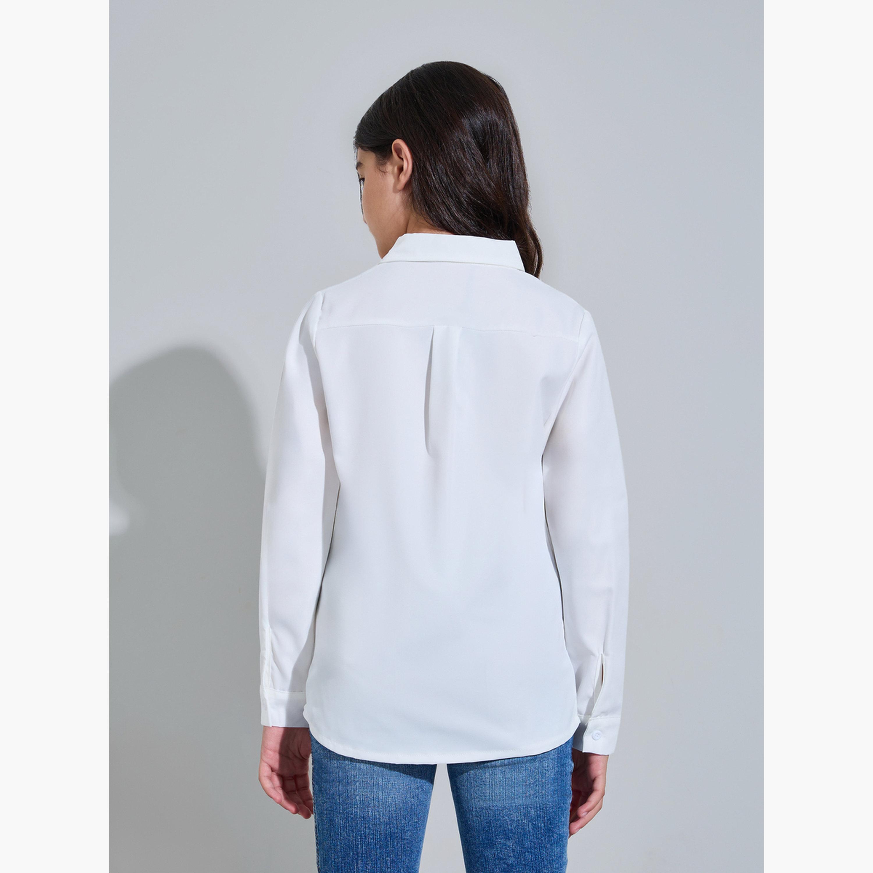 Styli Teen Girls Printed Pocket Long Sleeve Shirt-girls-clothing-blousesandshirts-image-4