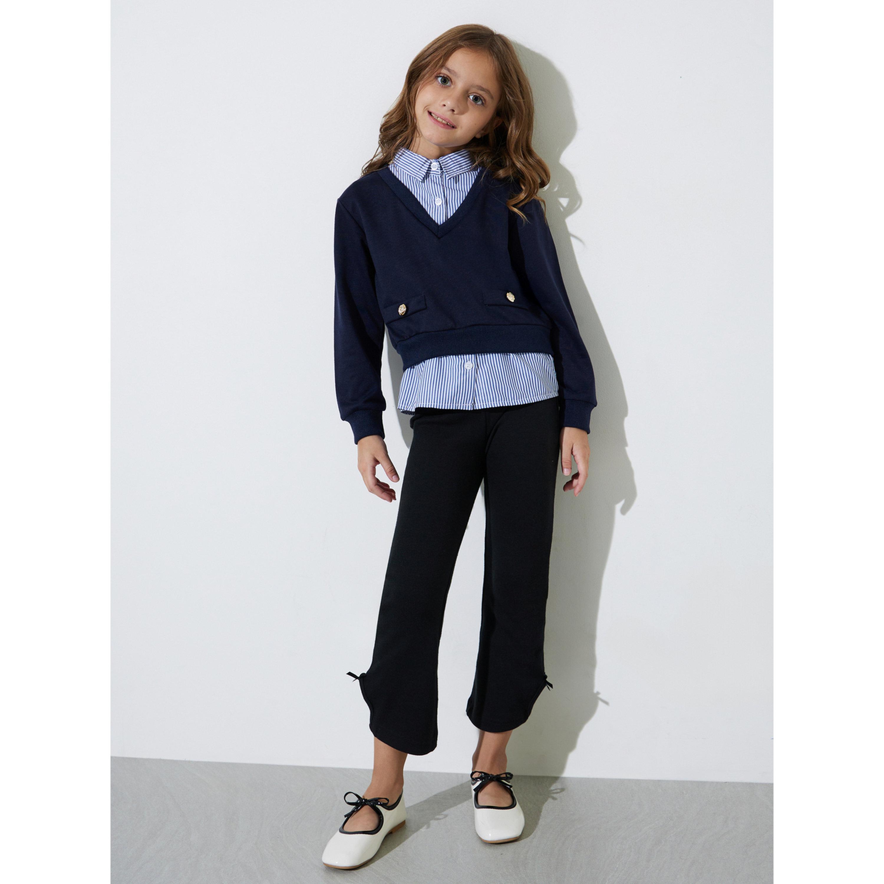 سويت شيرت بتفاصيل أزرار وقميص وهمي للبنات-girls-clothing-sweatshirts-image-2