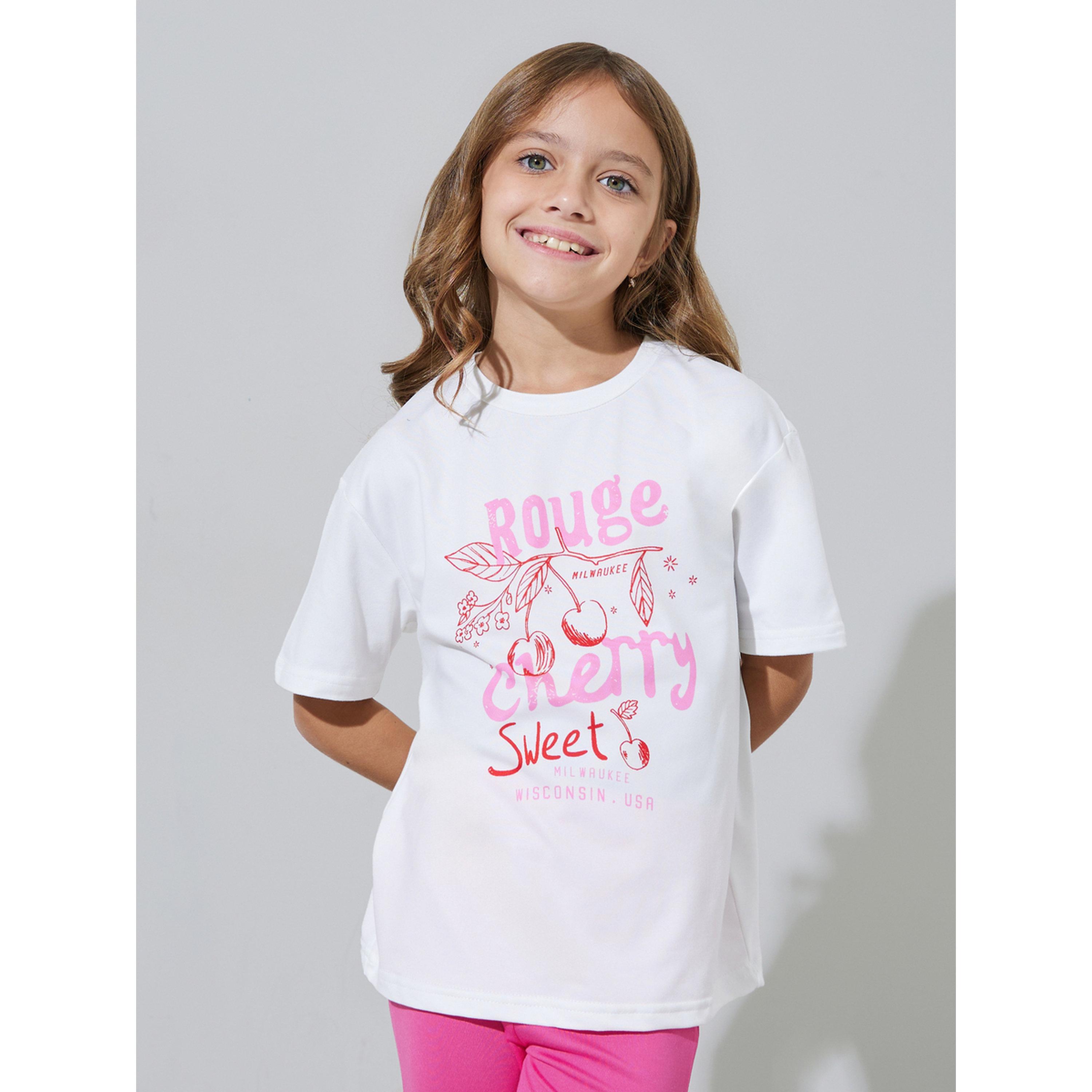 Styli Girls White Graphic Print Oversized T-Shirt and Flared Leggings Set-girls-clothing-setsandcoords-image-2