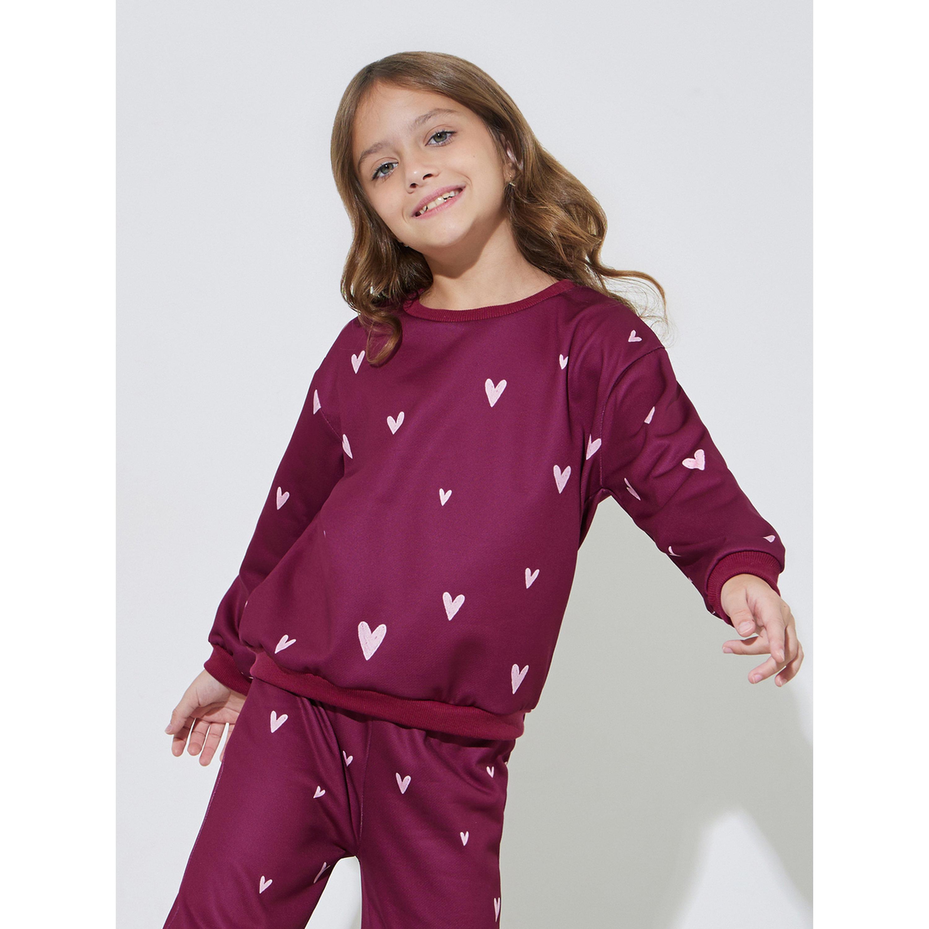مجموعة من بنطال جوغر وسويت شيرت واسع بطبعة قلوب بالكامل للبنات-girls-clothing-setsandcoords-image-2