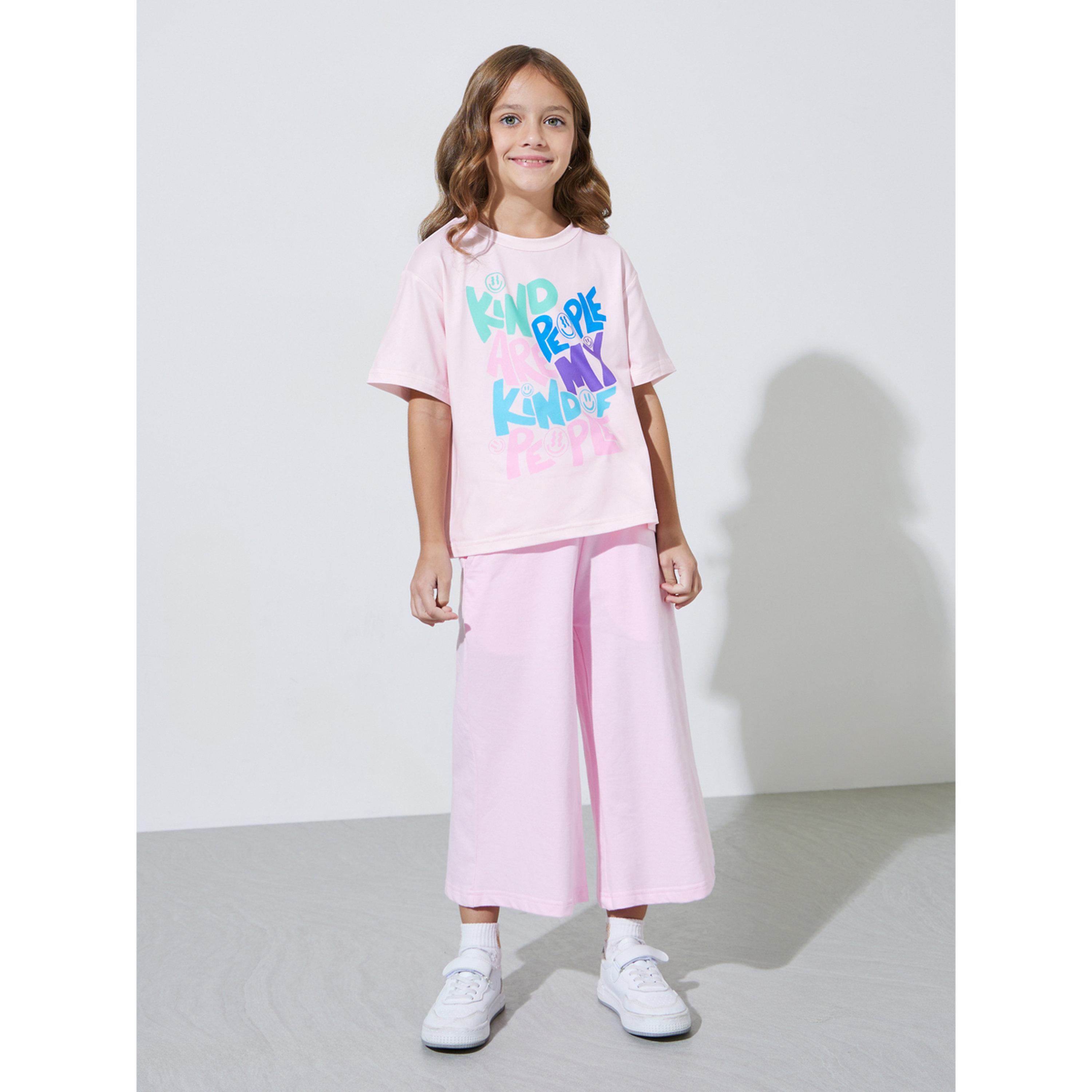 Styli Girls Pink Graphic Print Oversized T-Shirt-girls-clothing-tshirts-image-2