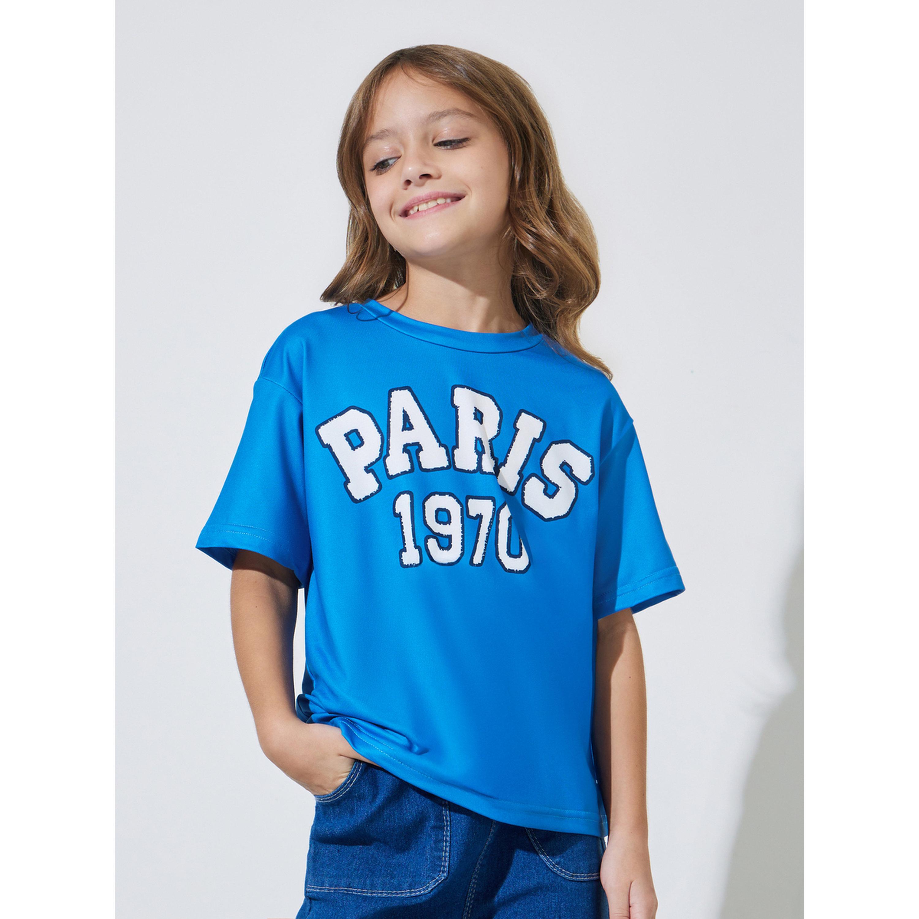 Styli Girls Blue Graphic Print Oversized T-Shirt-girls-clothing-tshirts-image-1