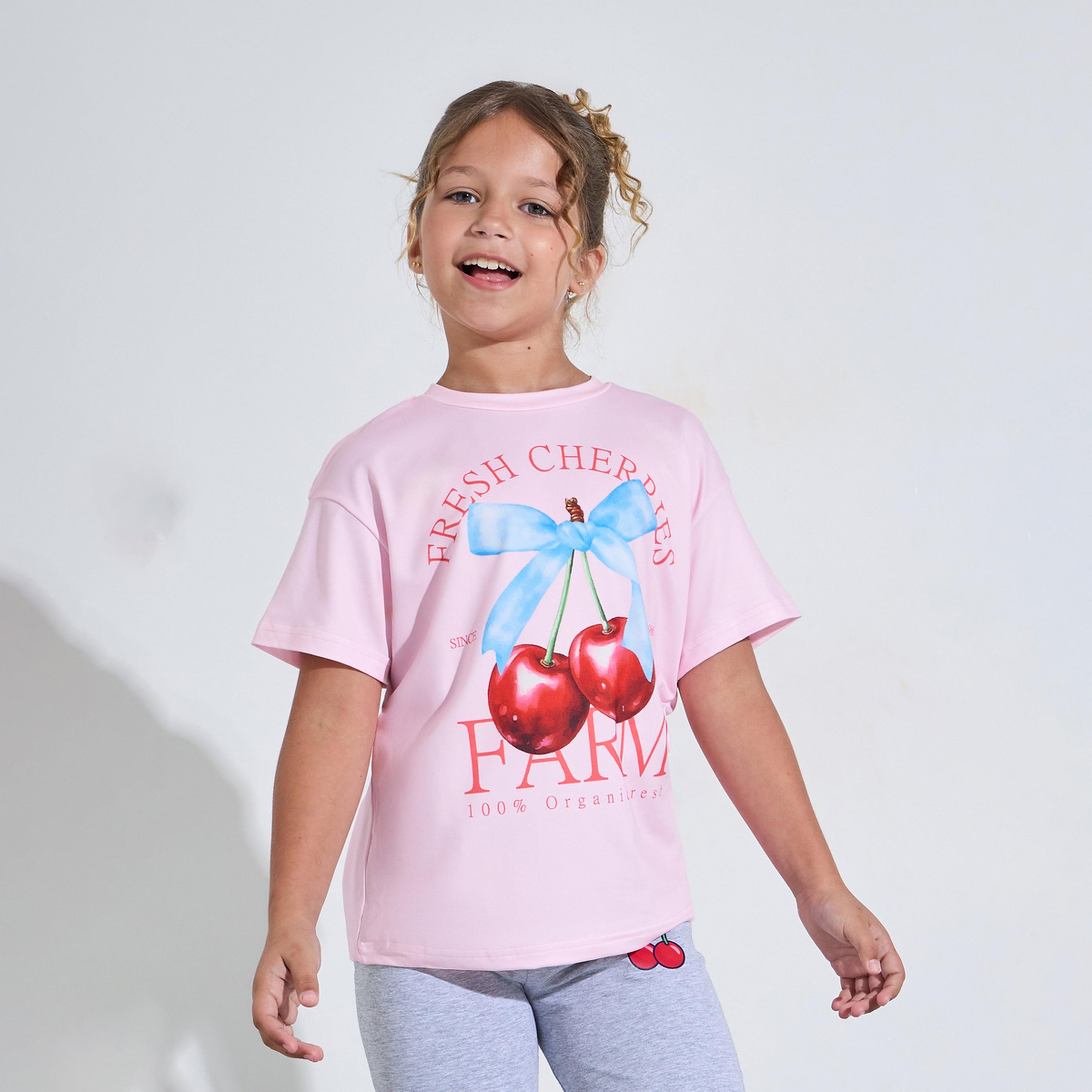 Styli Teen Girls Pink Graphic Print Oversized T-Shirt-girls-clothing-tshirts-image-1