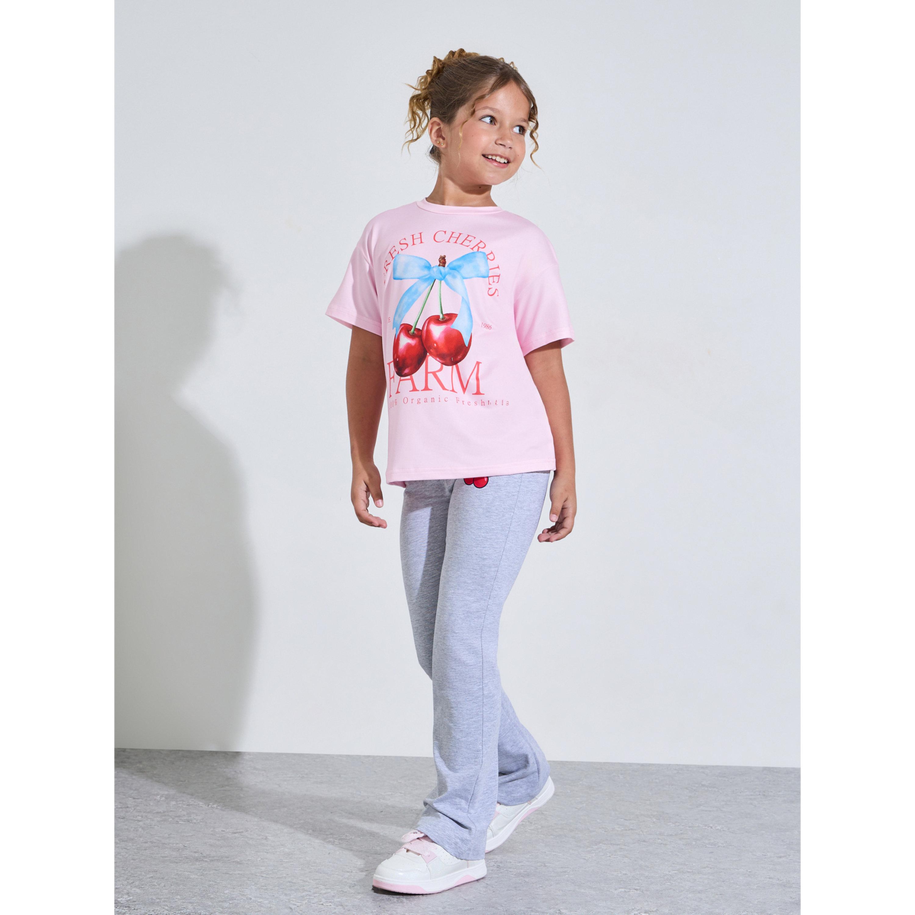 Styli Teen Girls Pink Graphic Print Oversized T-Shirt-girls-clothing-tshirts-image-2