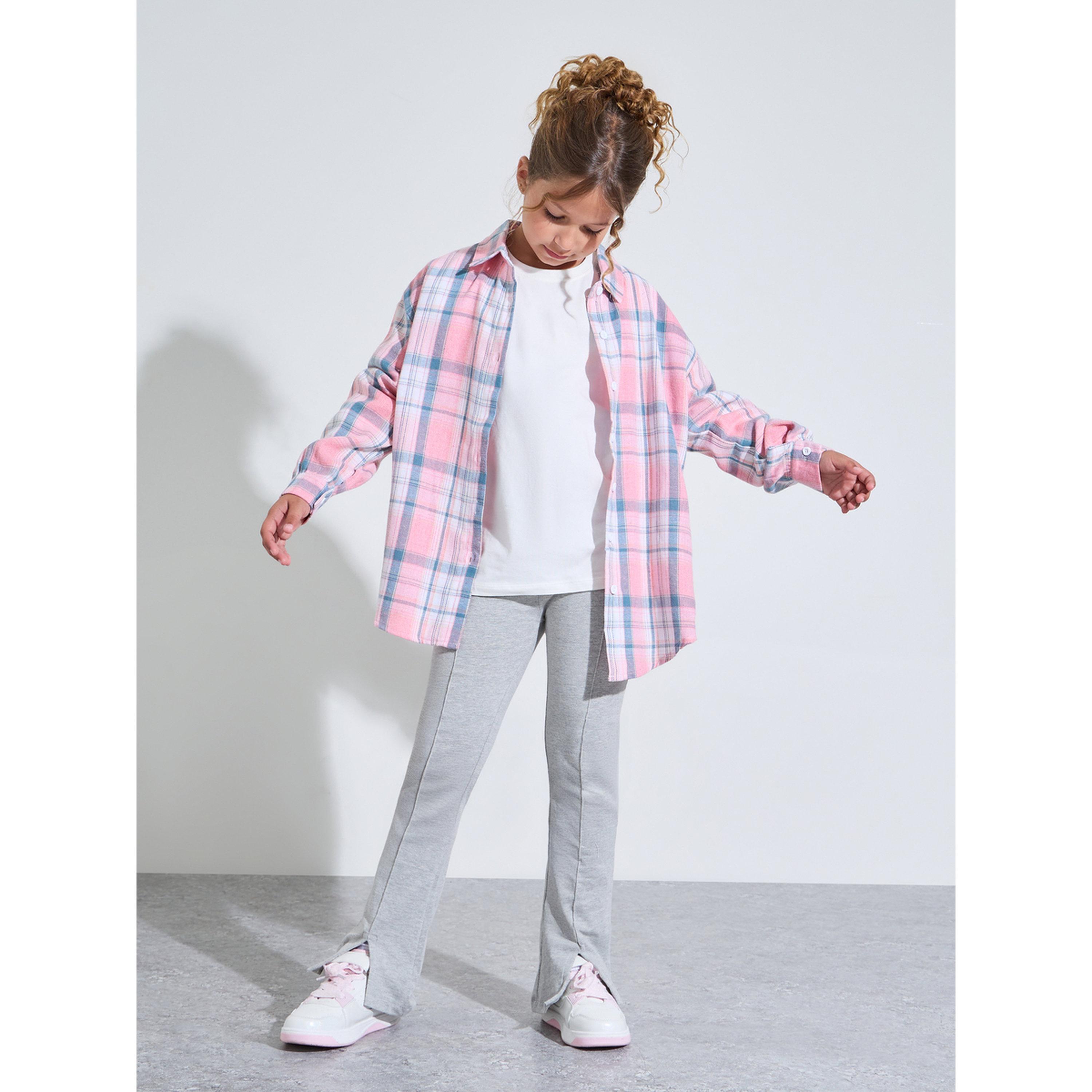 قميص واسع بطبعة مربعات وأكمام طويلة للبنات-girls-clothing-blousesandshirts-image-2