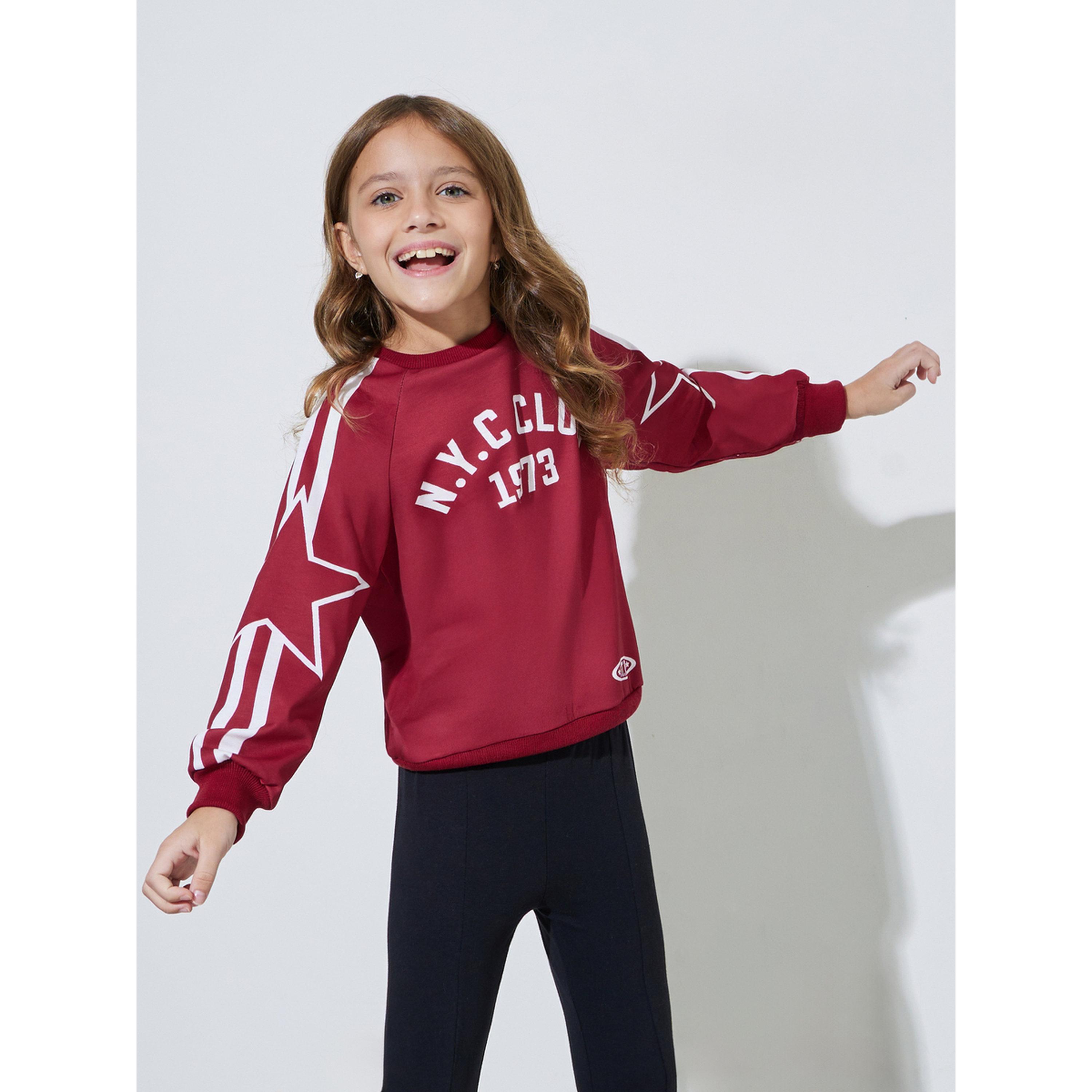 Styli Girls Red Graphic Print Oversized Sweatshirt-girls-clothing-sweatshirts-image-1