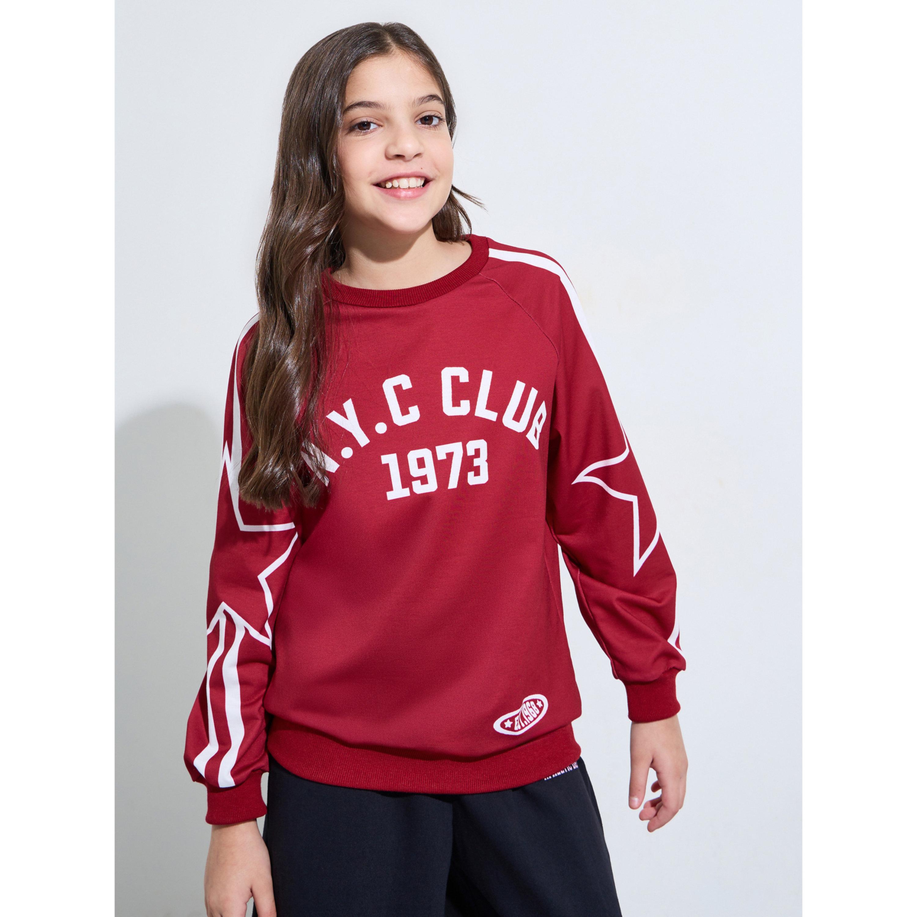 Styli Teen Girls Red Graphic Print Oversized Sweatshirt-girls-clothing-sweatshirts-image-1
