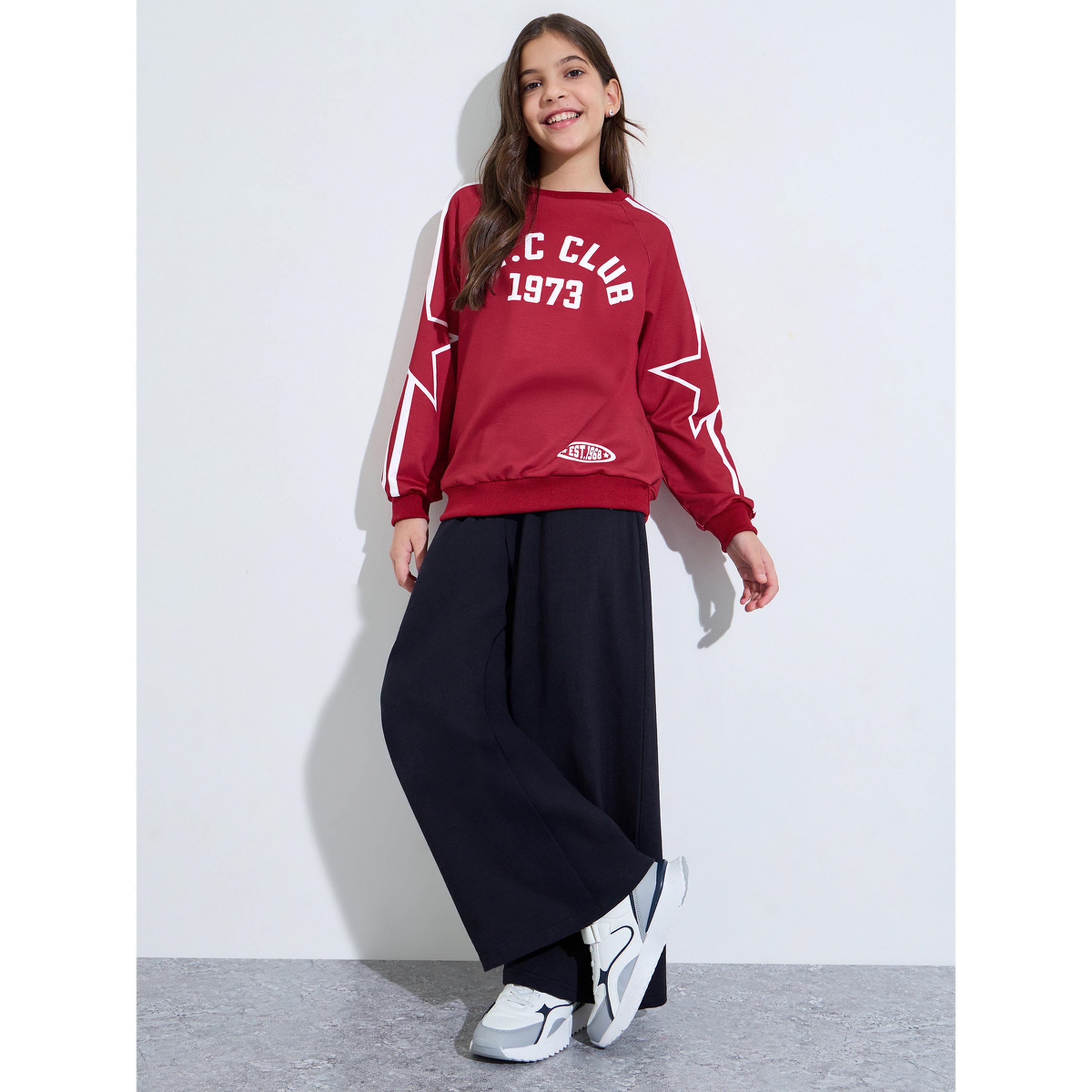 Styli Teen Girls Red Graphic Print Oversized Sweatshirt-girls-clothing-sweatshirts-image-2