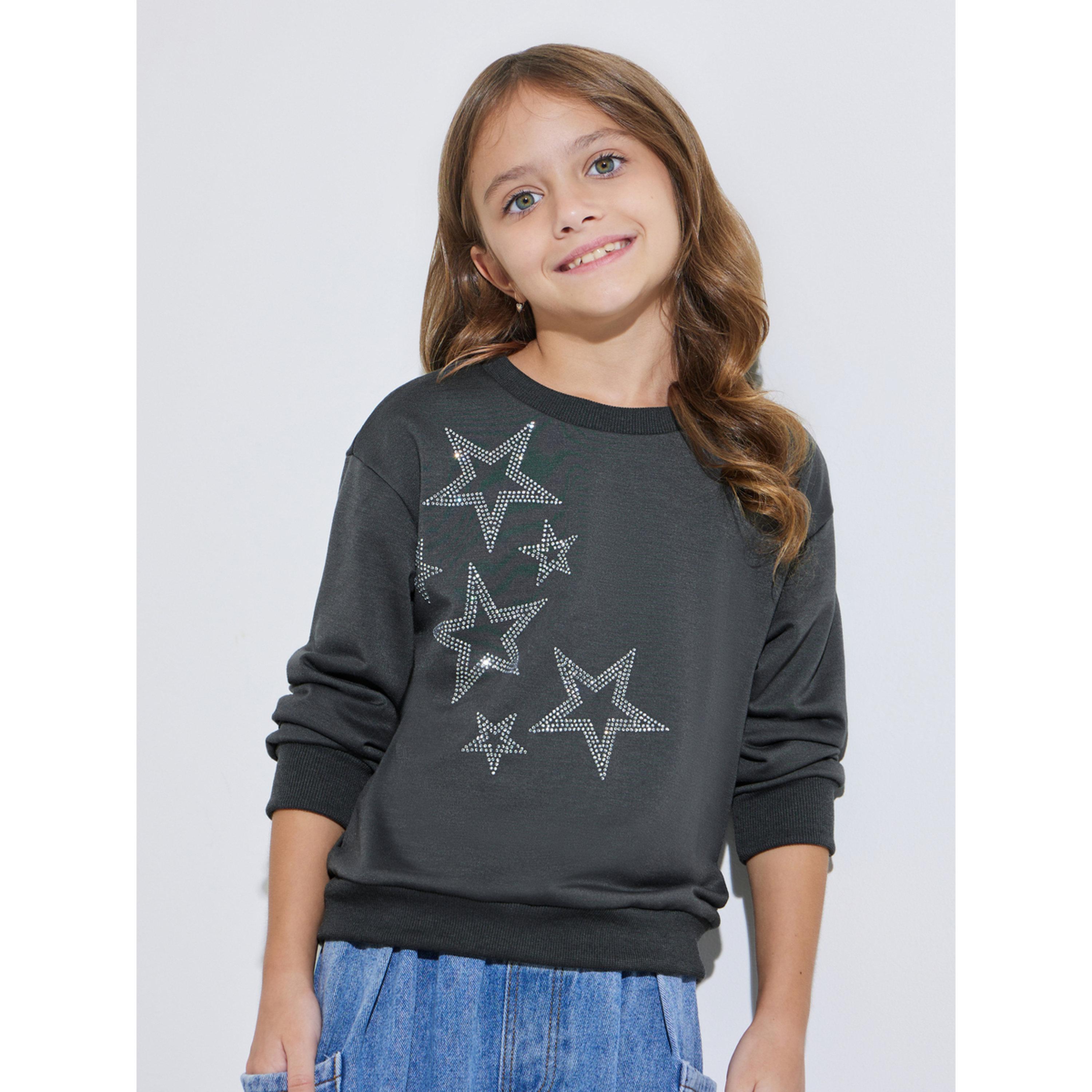 سويت شيرت واسع مزين بنجوم للبنات باللون الرمادي-girls-clothing-sweatshirts-image-1