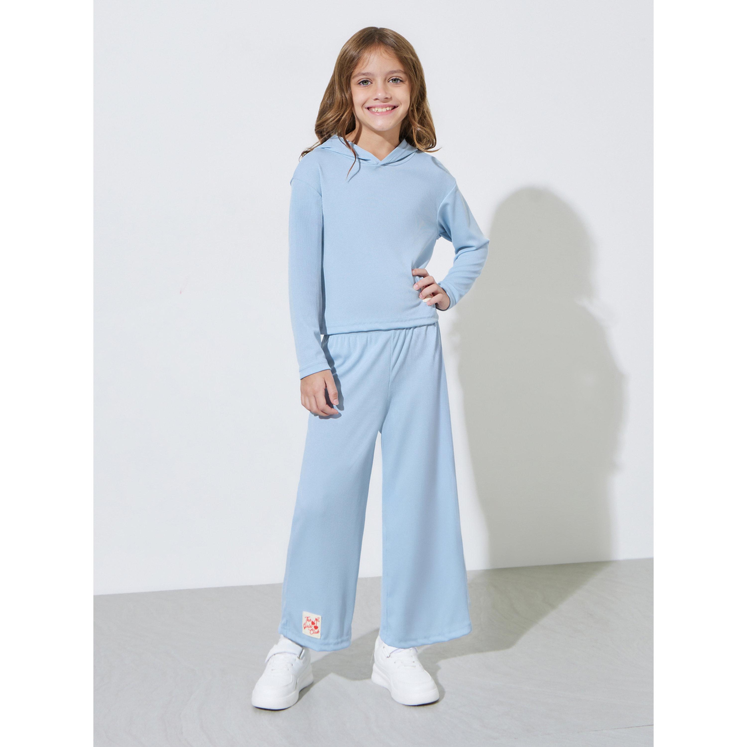 Styli Girls Blue Textured Patchwork Hoodie and Wide Leg Joggers Set-girls-clothing-setsandcoords-image-3