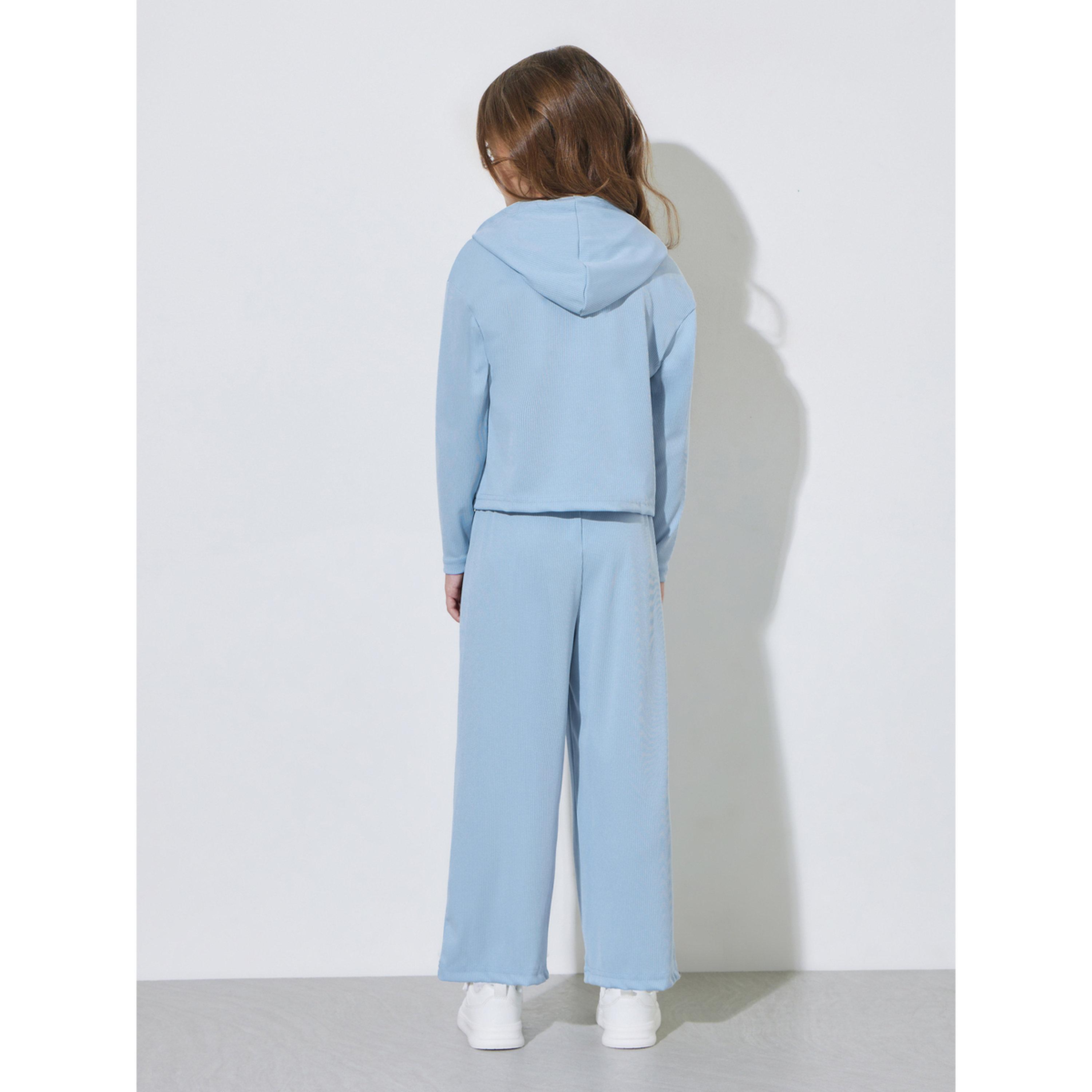 Styli Girls Blue Textured Patchwork Hoodie and Wide Leg Joggers Set-girls-clothing-setsandcoords-image-4
