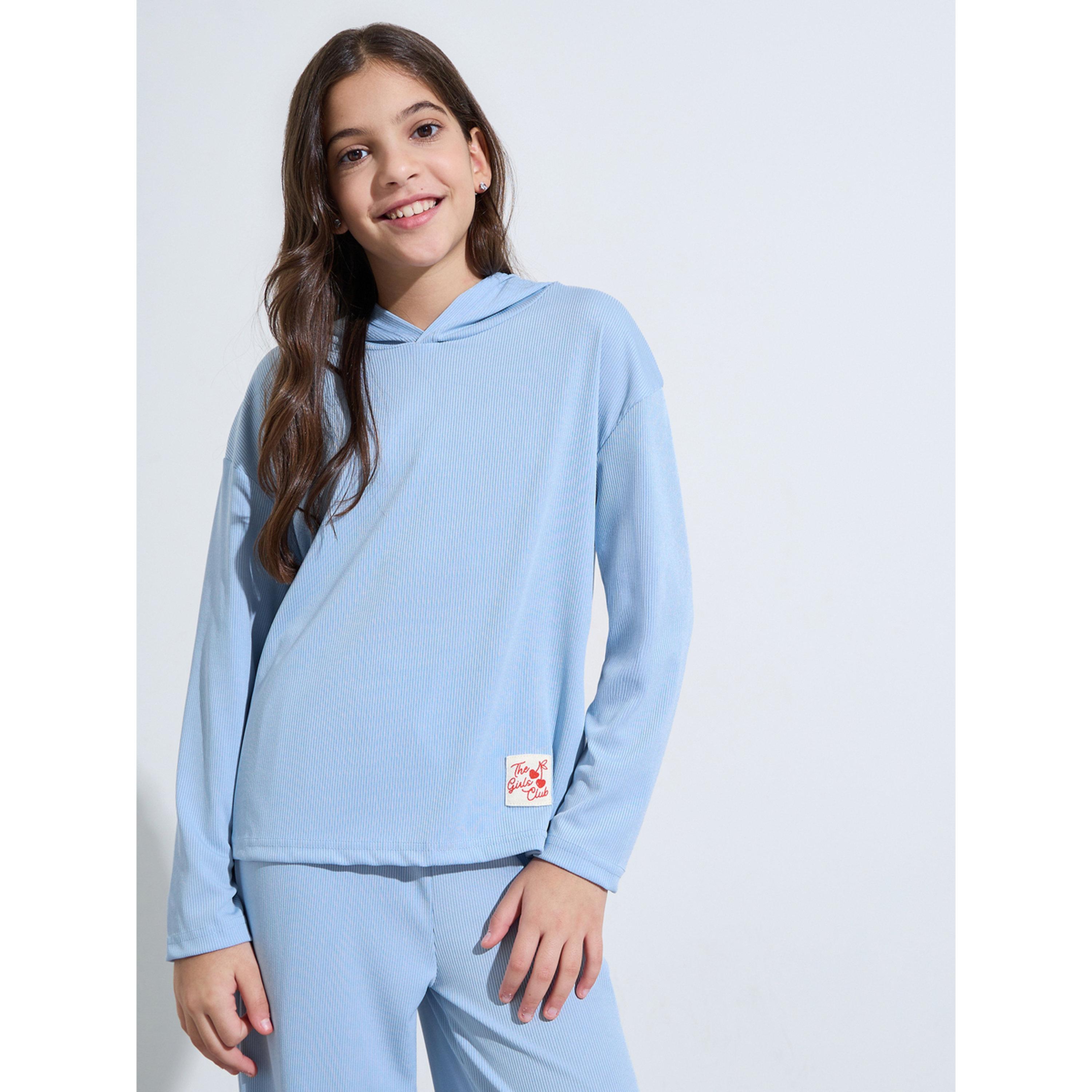 مجموعة من بنطال جوغر بأرجل واسعة وهودي بتفاصيل رقع للبنات الكبار-girls-clothing-setsandcoords-image-2
