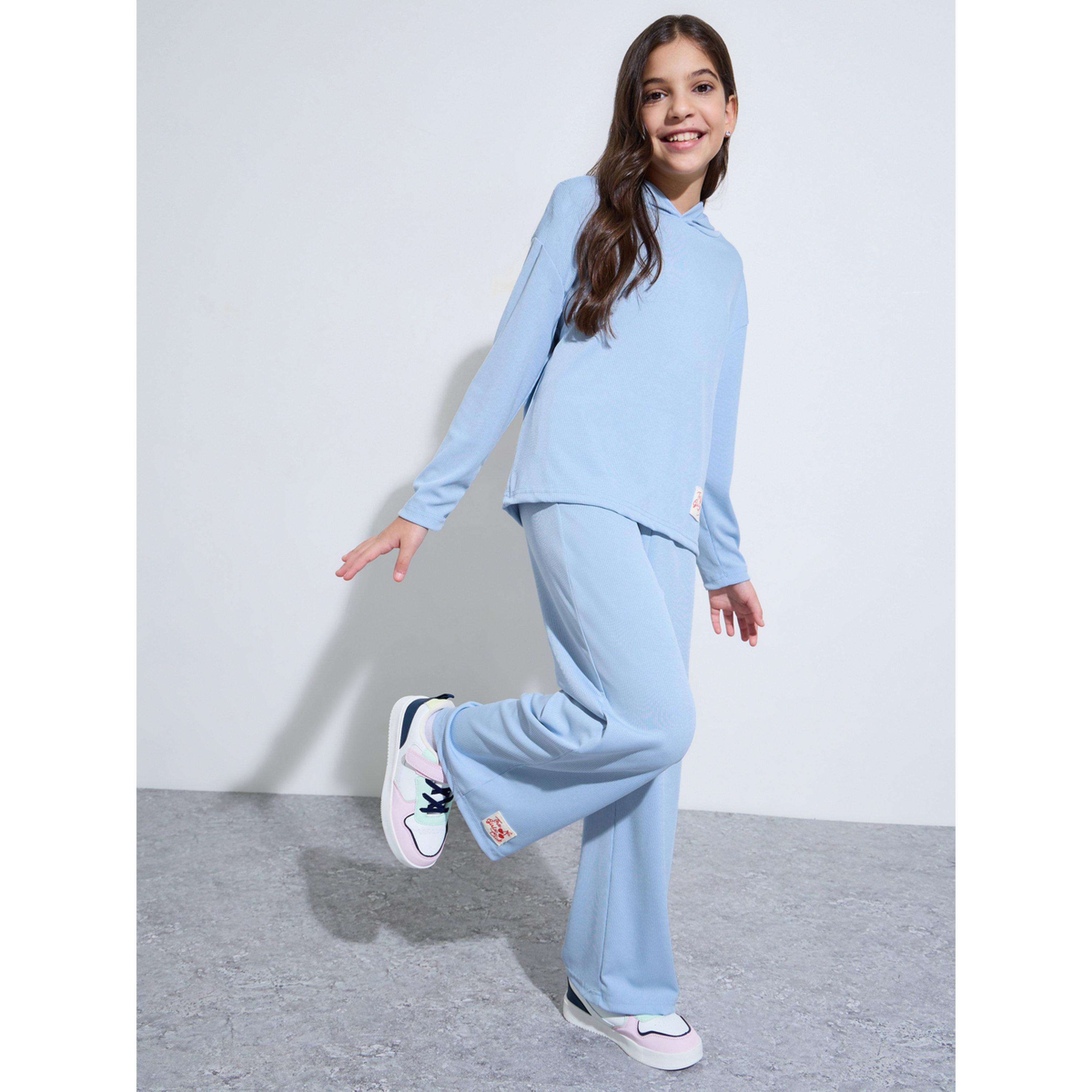 مجموعة من بنطال جوغر بأرجل واسعة وهودي بتفاصيل رقع للبنات الكبار-girls-clothing-setsandcoords-image-4