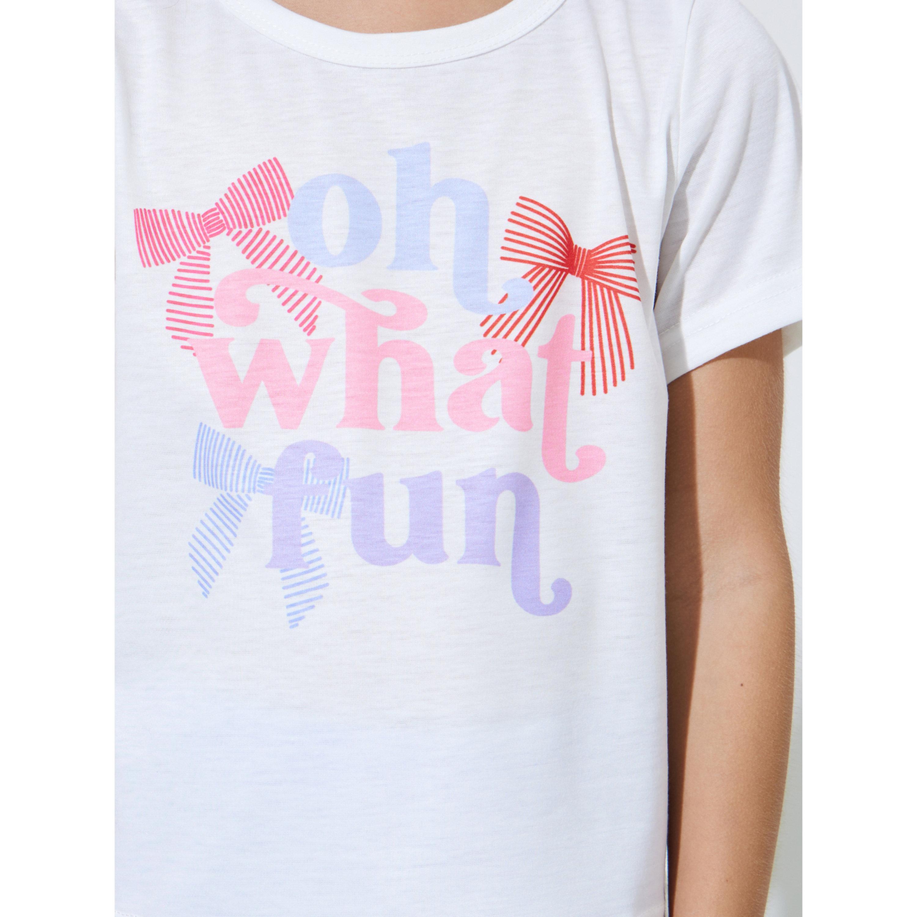 ستايلي - بيجاما للبنات تيشيرت أبيض برسومات وبنطال بنفسجي-girls-clothing-nightwear-image-5