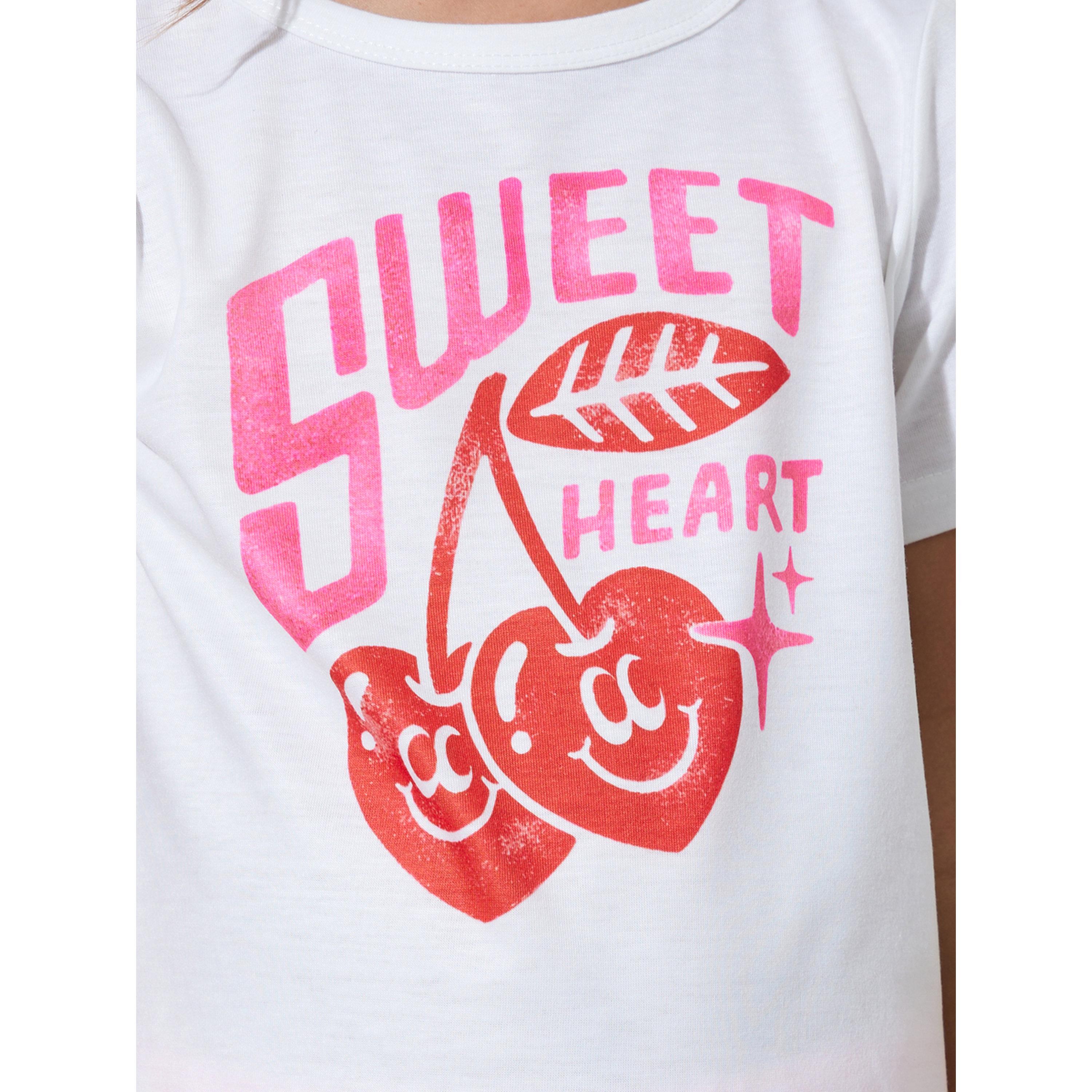 Styli Girls White Graphic Print T-Shirt and Pink Checked Pants Pyjama Set-girls-clothing-nightwear-image-6
