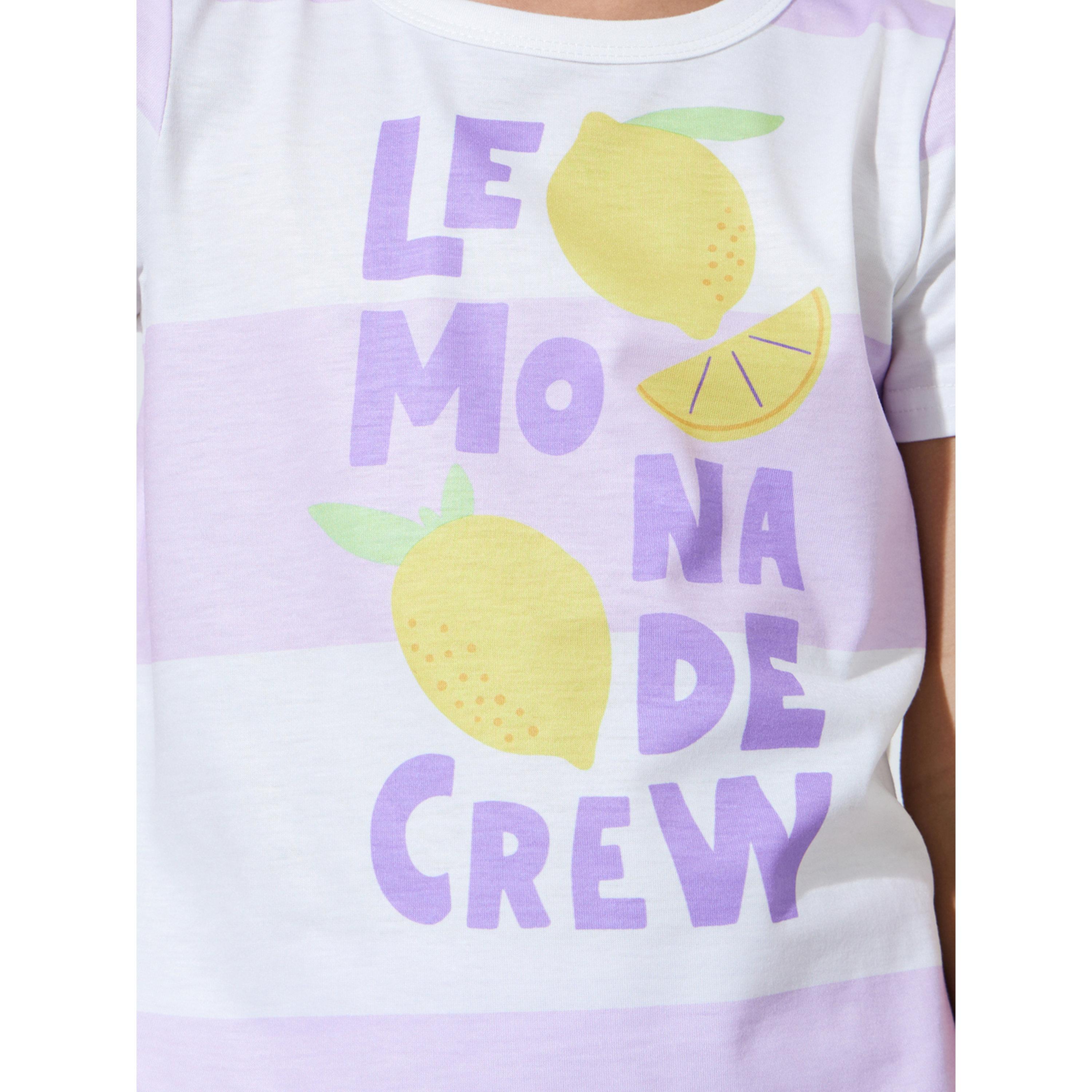 Styli Girls Lilac Graphic Print T-Shirt and Cuffed Pants Pyjama Set-girls-clothing-nightwear-image-5