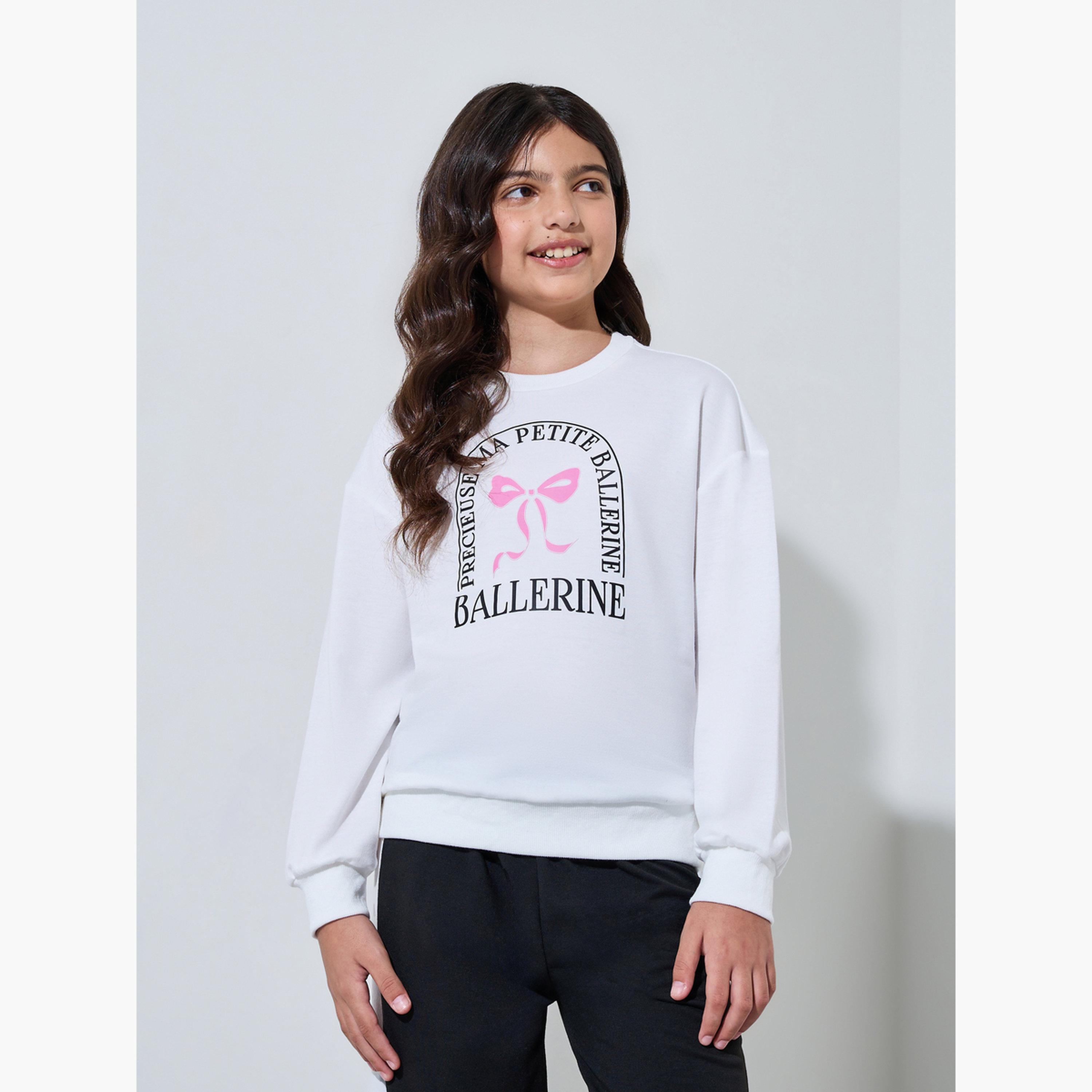 مجموعة من جوغر شريط جانبي وسويت شيرت بطبعة جرافيك-girls-clothing-setsandcoords-image-2