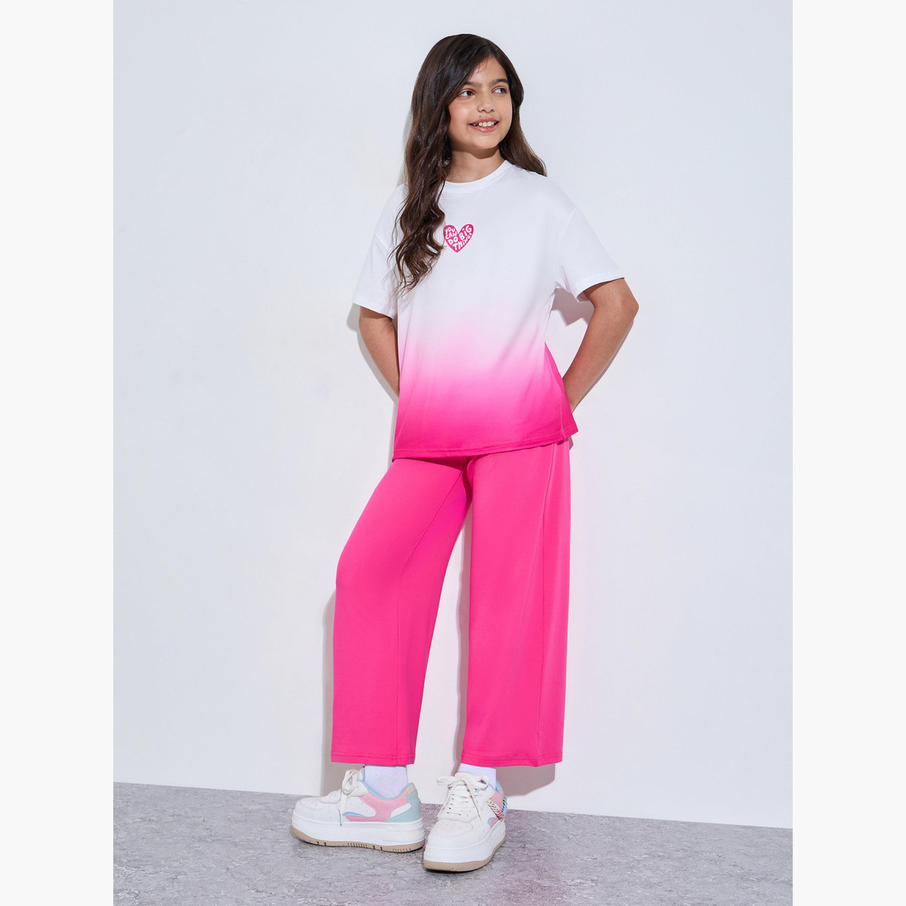 مجموعة من جوغر بأرجل واسعة وتيشيرت بطبعة أومبري-girls-clothing-setsandcoords-image-1