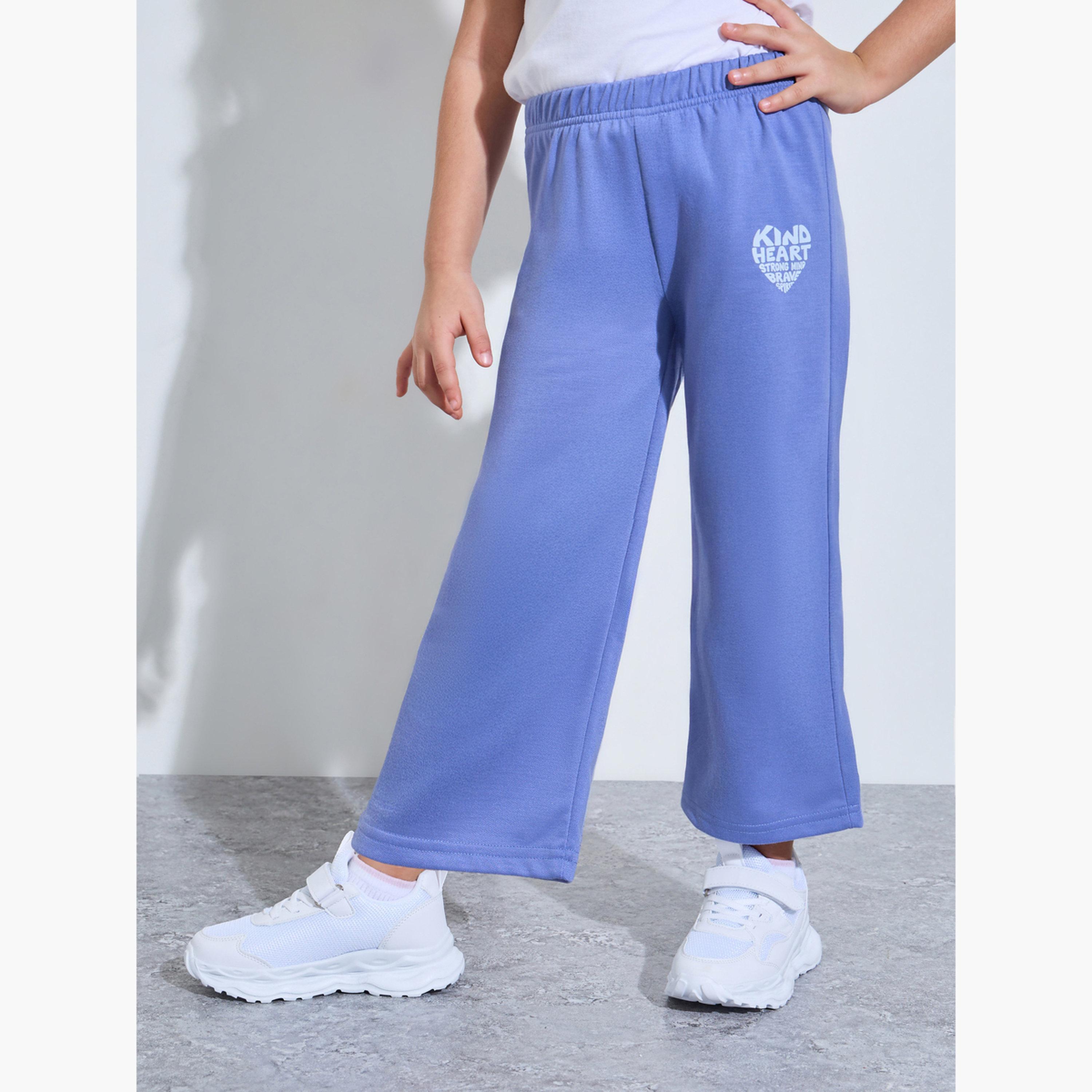 Styli Girls Blue Graphic Print Wide Leg Jogger Pants-girls-clothing-bottoms-joggersandtrackpants-image-1