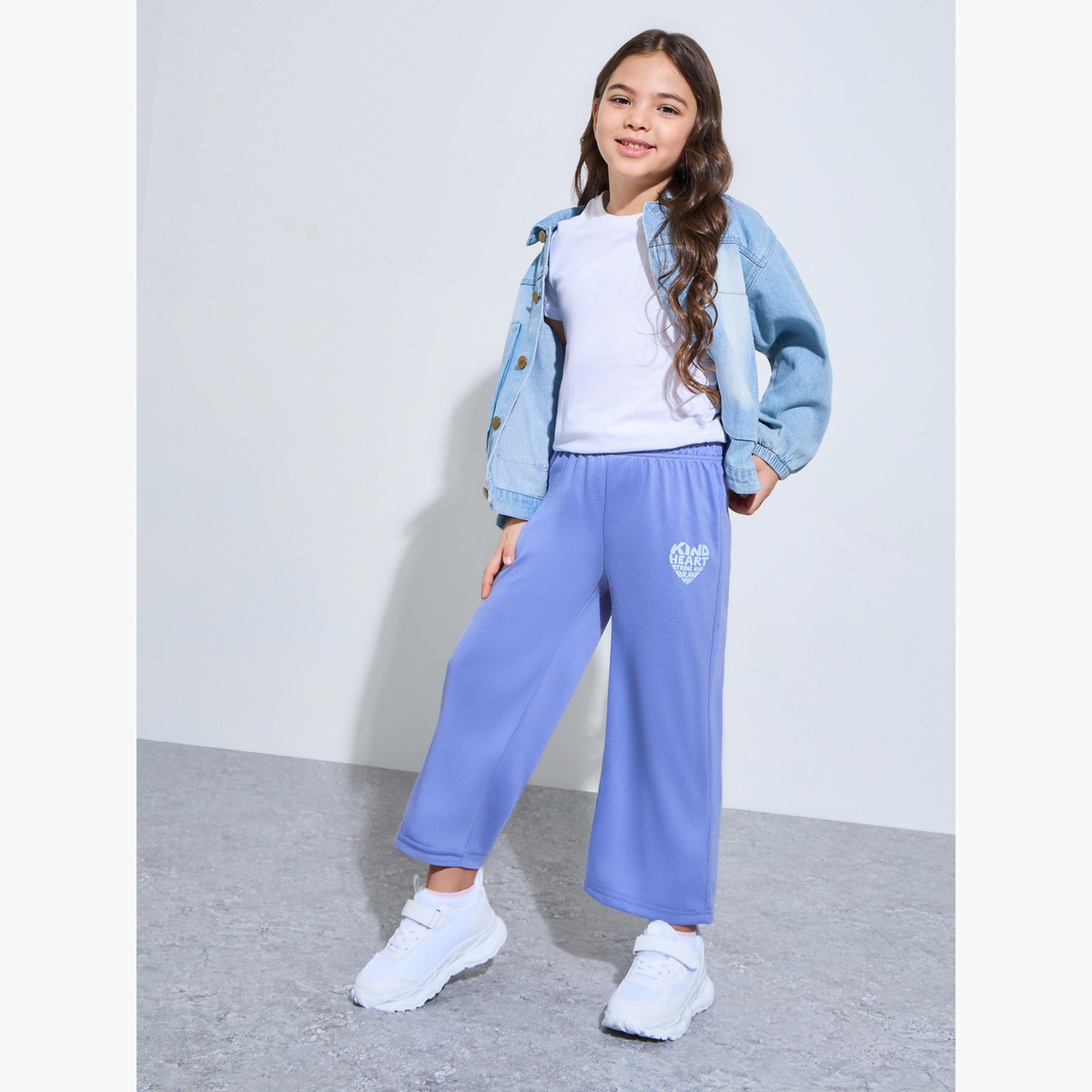 Styli Girls Blue Graphic Print Wide Leg Jogger Pants-girls-clothing-bottoms-joggersandtrackpants-image-2