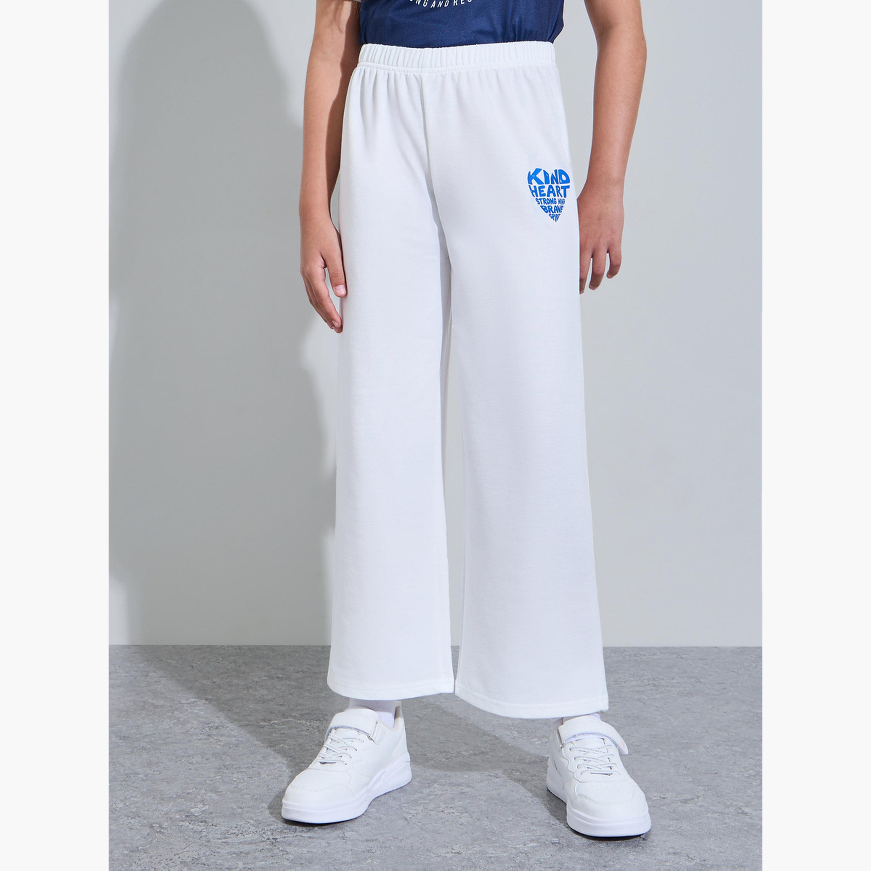 Styli Teen Girls Off White Graphic Print Wide Leg Joggers-girls-clothing-bottoms-joggersandtrackpants-image-1