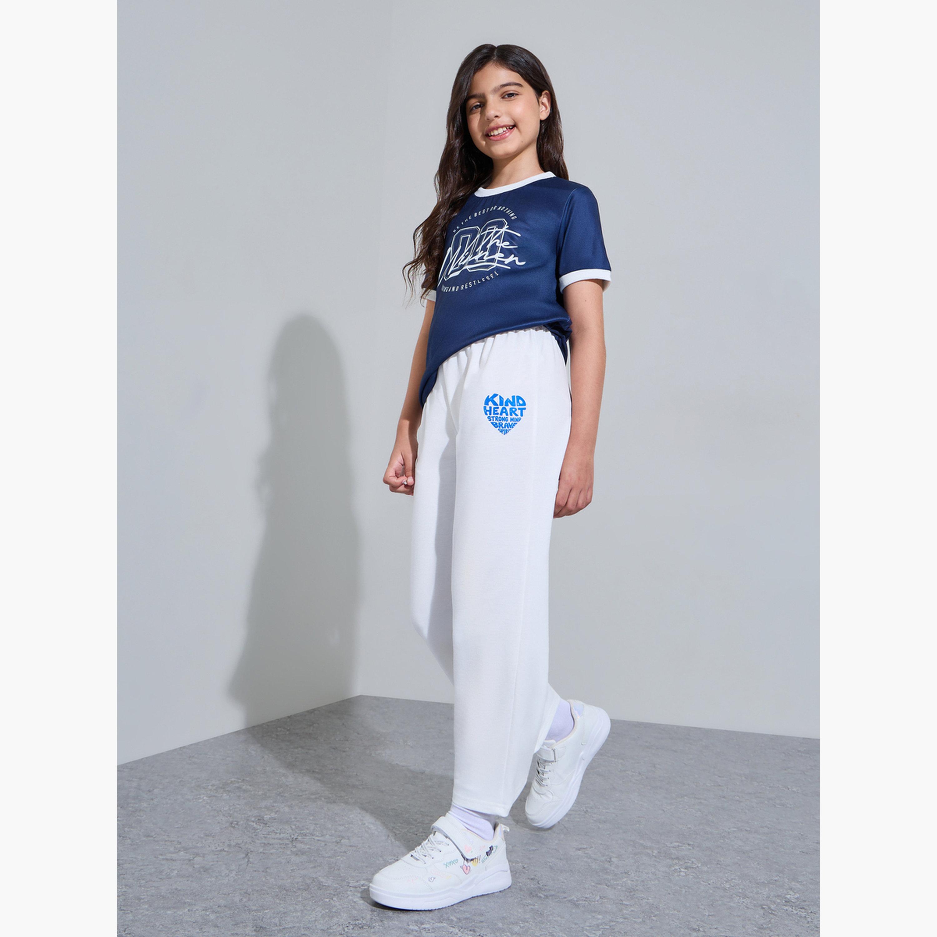 Styli Teen Girls Off White Graphic Print Wide Leg Joggers-girls-clothing-bottoms-joggersandtrackpants-image-2