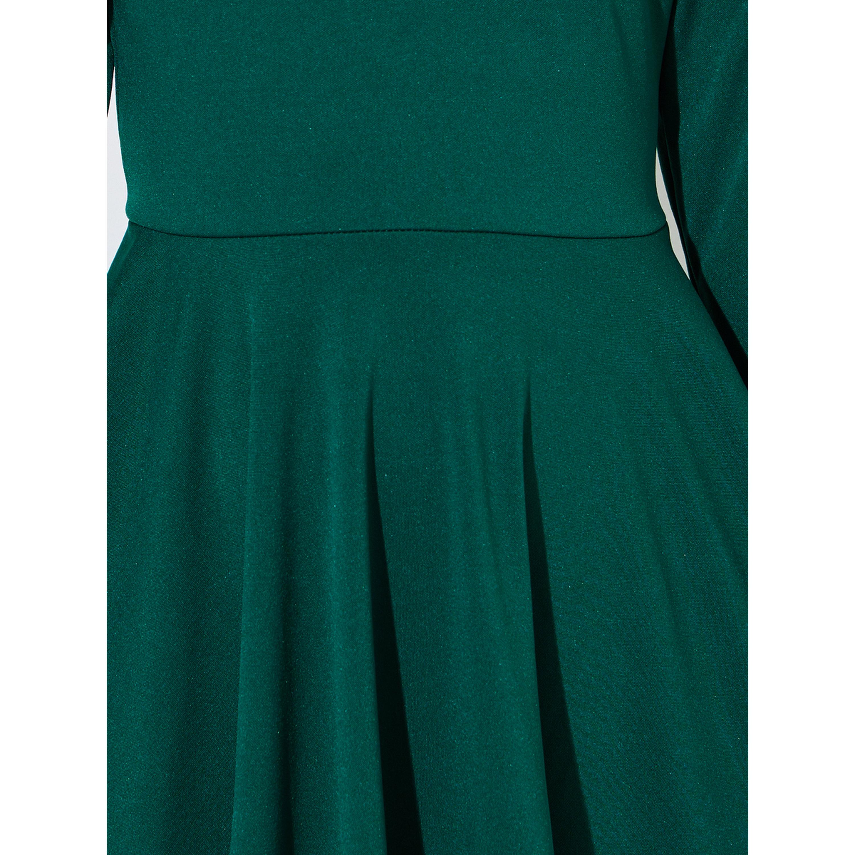 فستان بطول الركبة وأكمام طويلة بحافة واسعة للبنات باللون الأخضر-girls-clothing-dressesandjumpsuits-image-4
