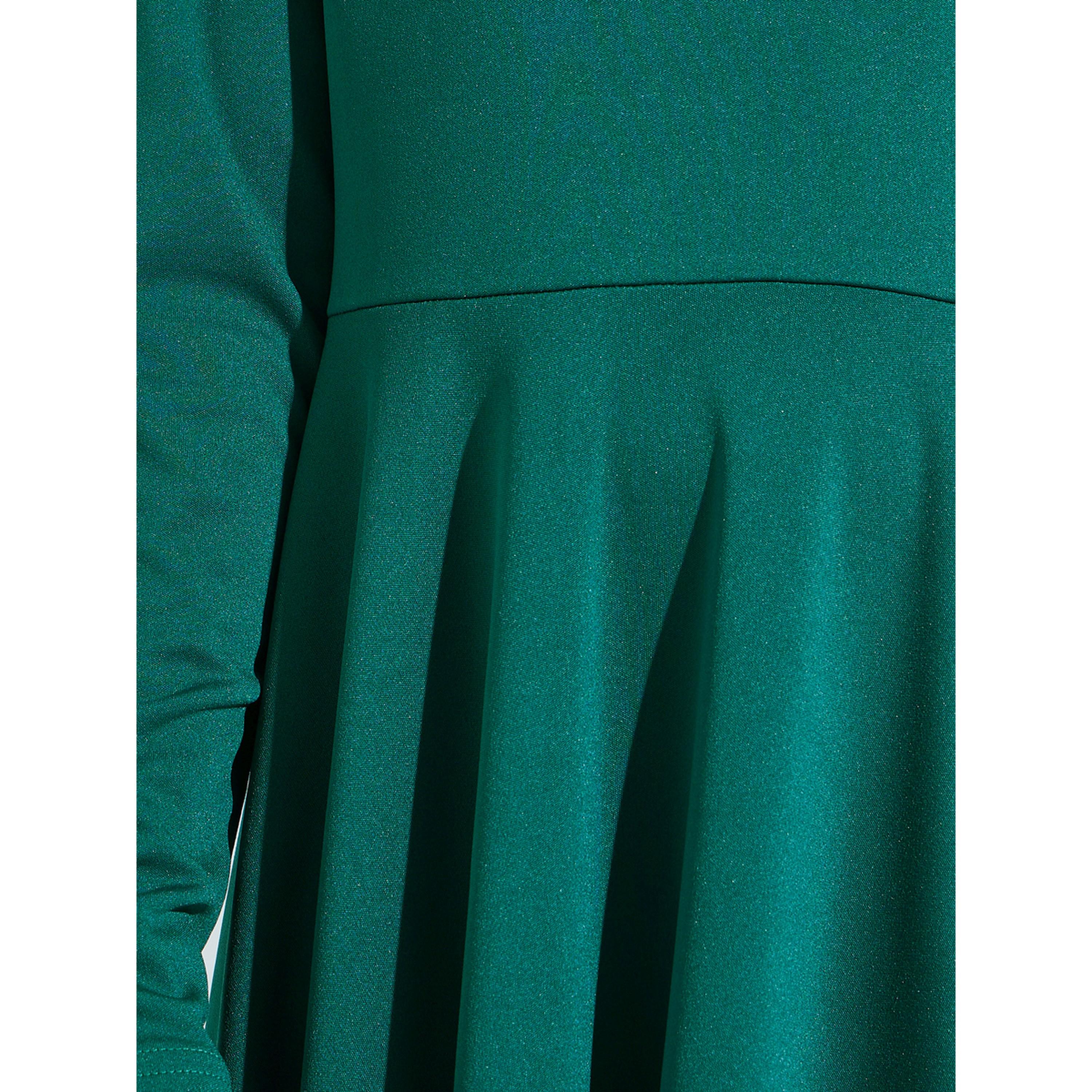 فستان ميدي سادة بأكمام طويلة وحافة واسعة للبنات الكبار-girls-clothing-dressesandjumpsuits-image-5