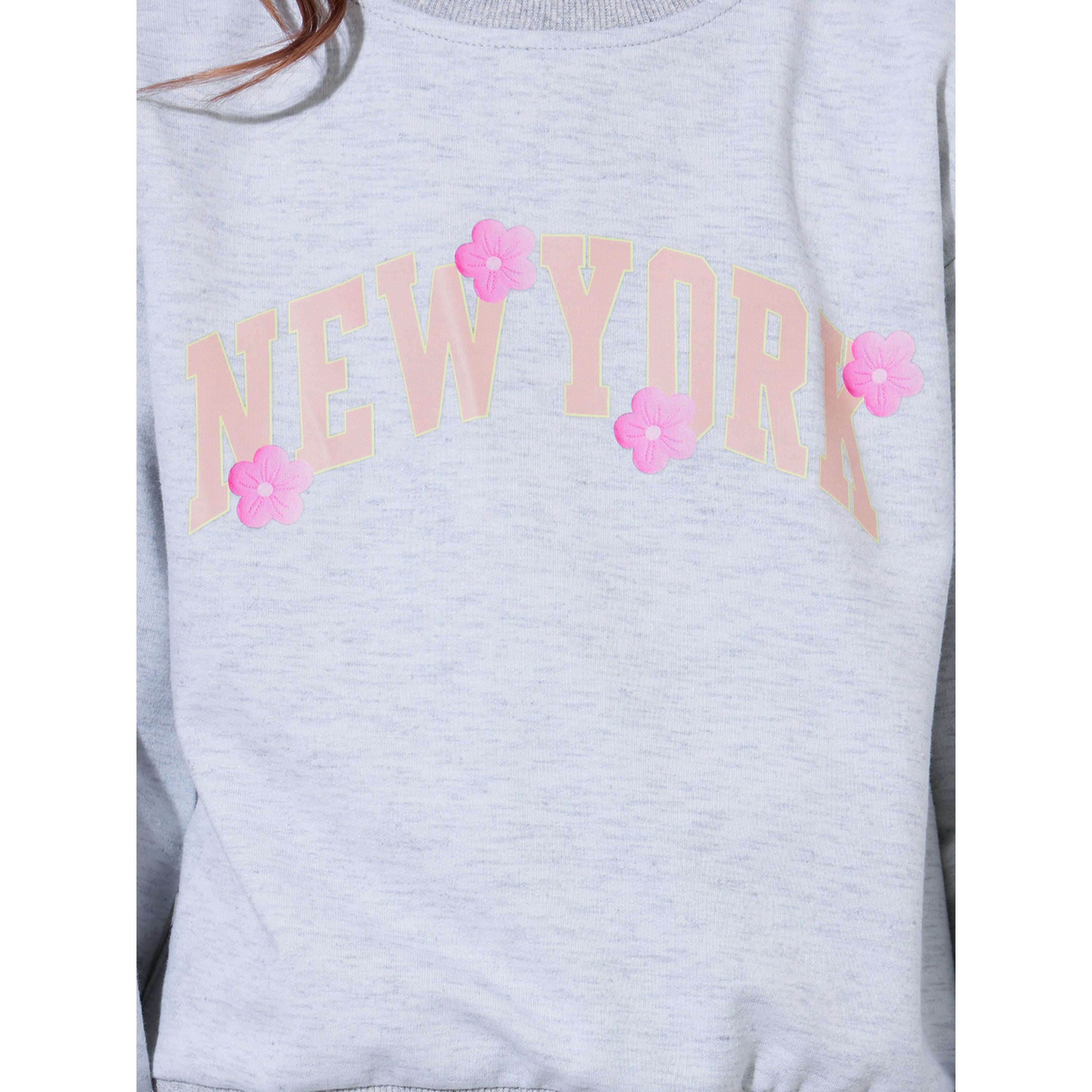ستايلي - سويت شيرت رمادي فضفاض للبنات برسومات جرافيكية-sports-girls-clothing-tops-image-5