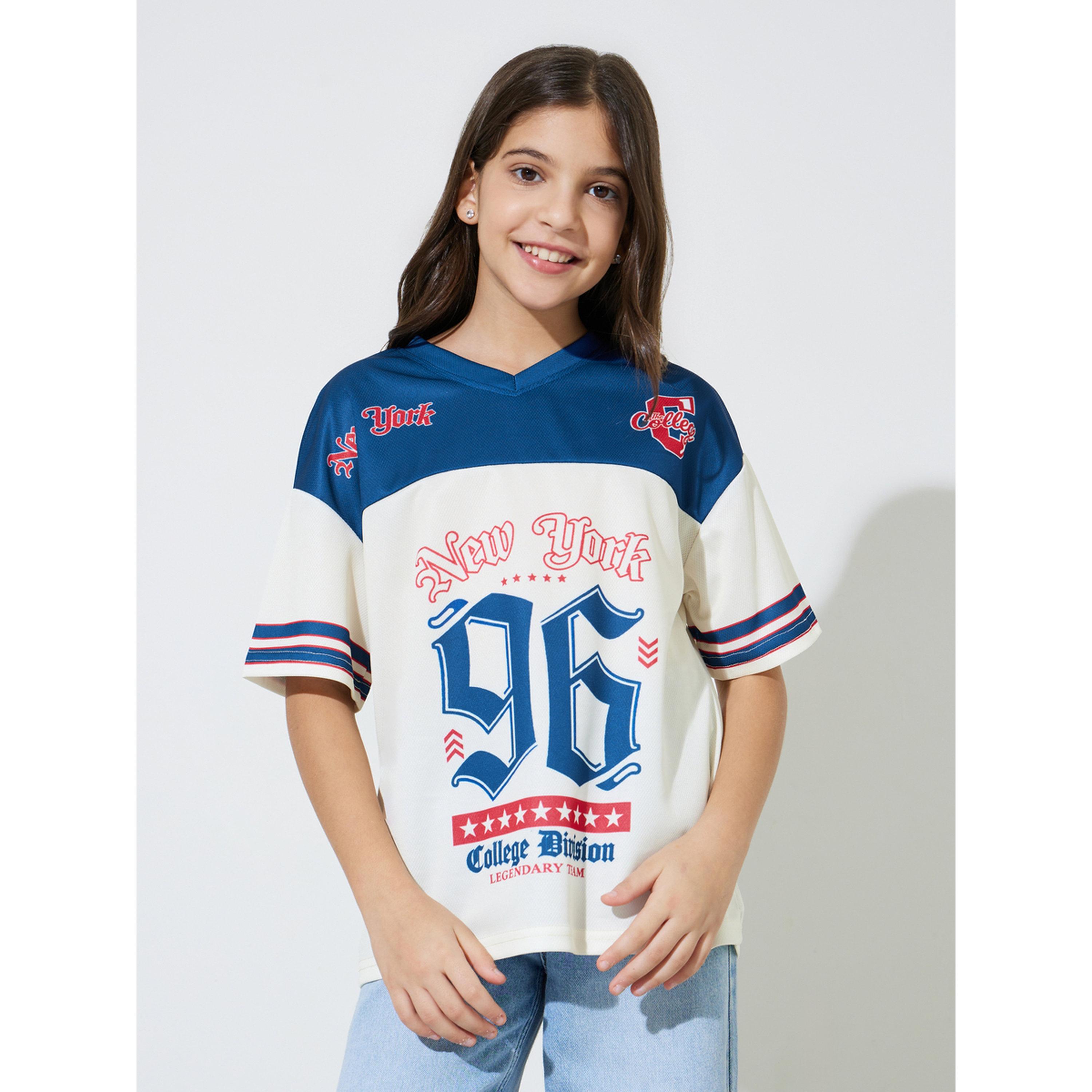 ستايلي - تيشيرت واسع بألوان متداخلة للفتيات المراهقات-sports-girls-clothing-tops-image-1