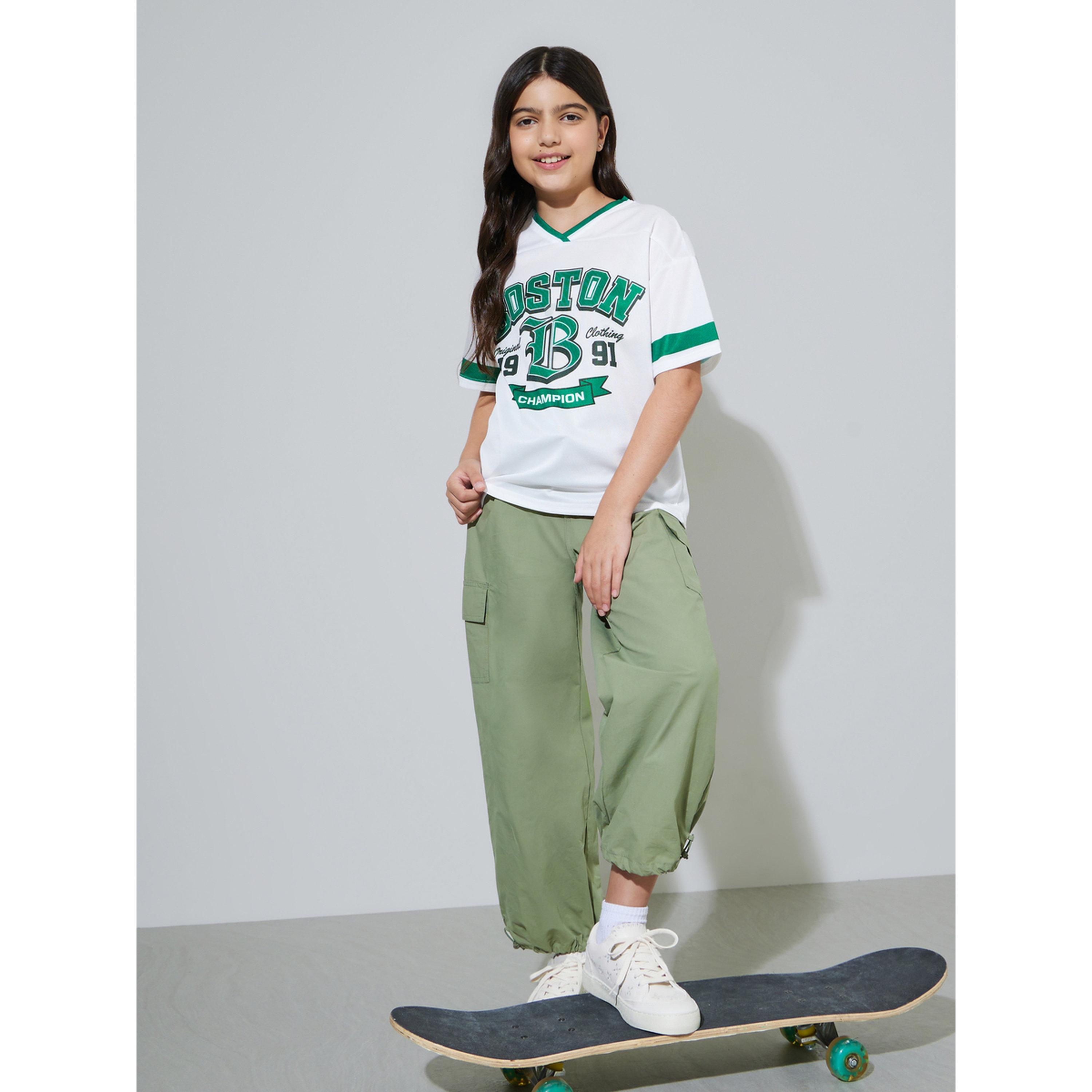 Styli Teen Girls Off White Graphic Print Oversized Sport T-Shirt-sports-girls-clothing-tops-image-2