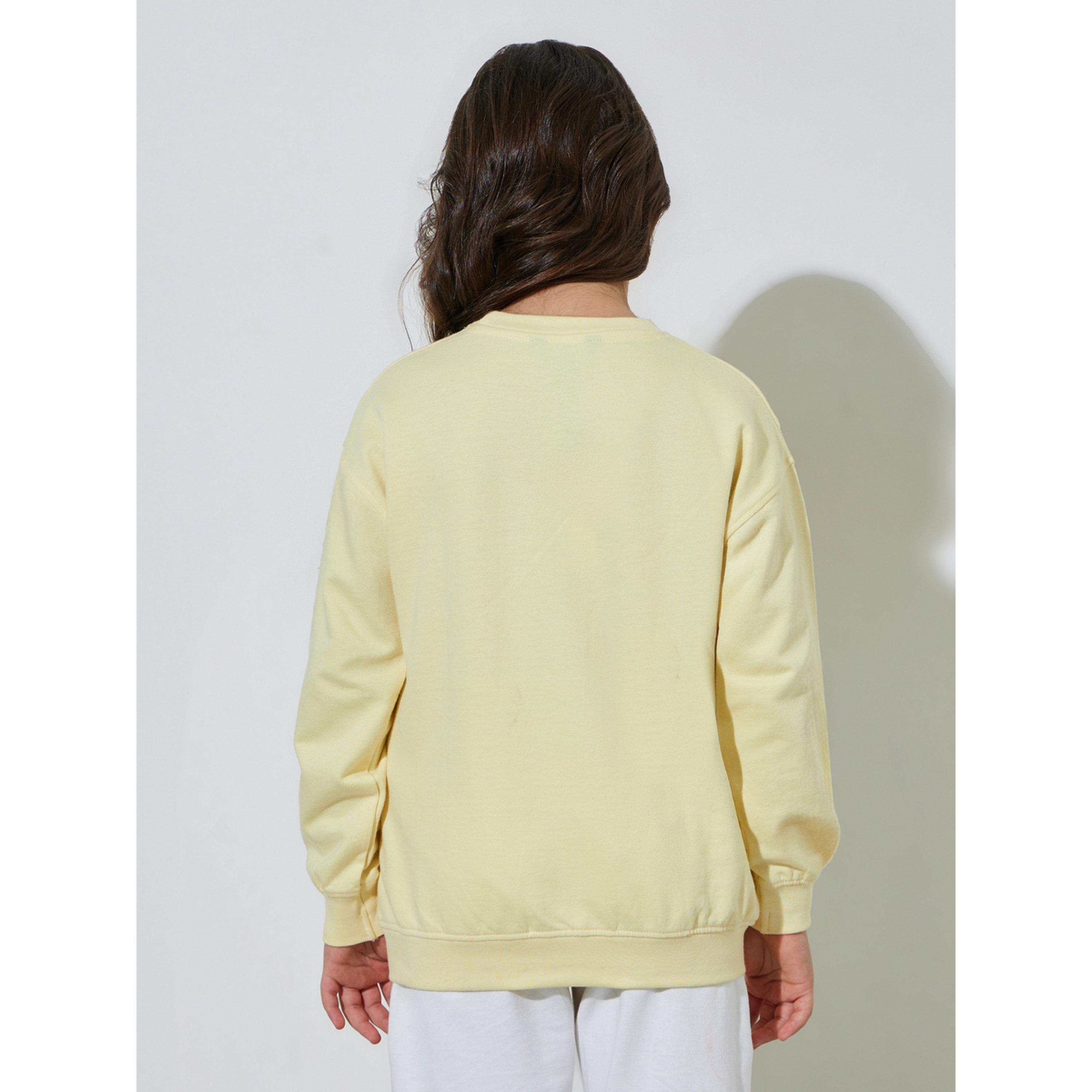Styli Girls Yellow Graphic Print Oversized Sweatshirt-girls-clothing-sweatshirts-image-2