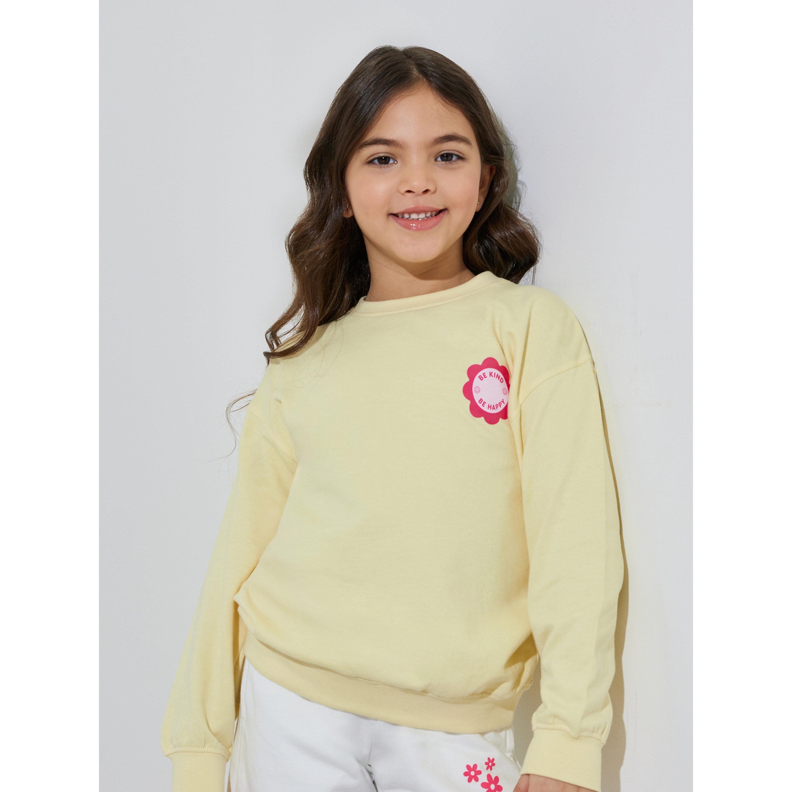 Styli Girls Yellow Graphic Print Oversized Sweatshirt-girls-clothing-sweatshirts-image-3