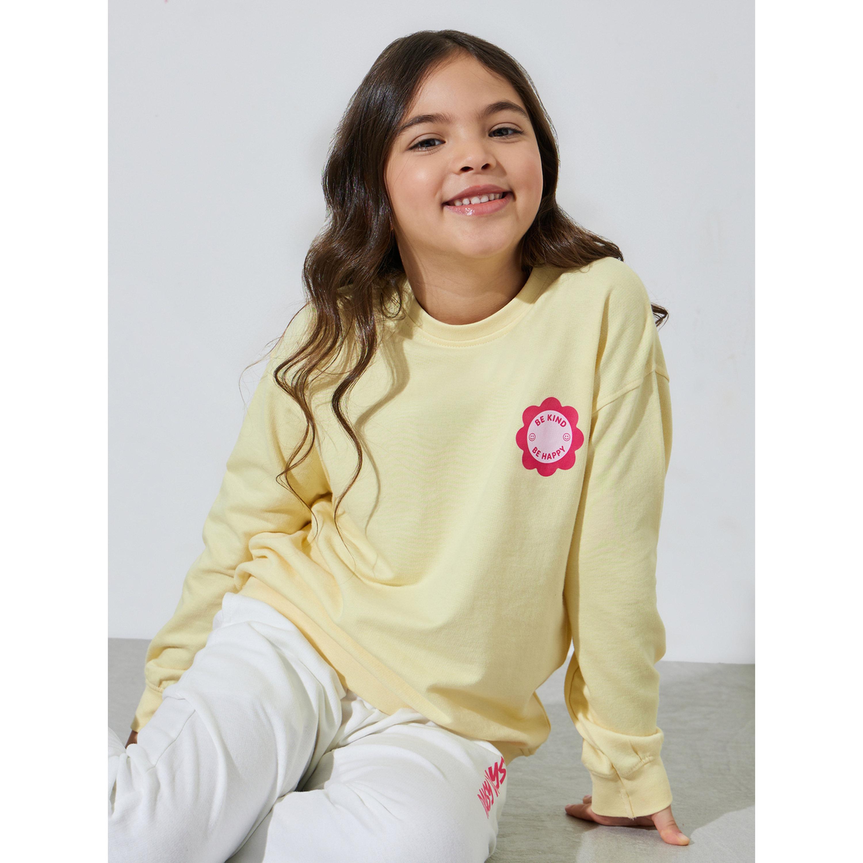 Styli Girls Yellow Graphic Print Oversized Sweatshirt-girls-clothing-sweatshirts-image-4