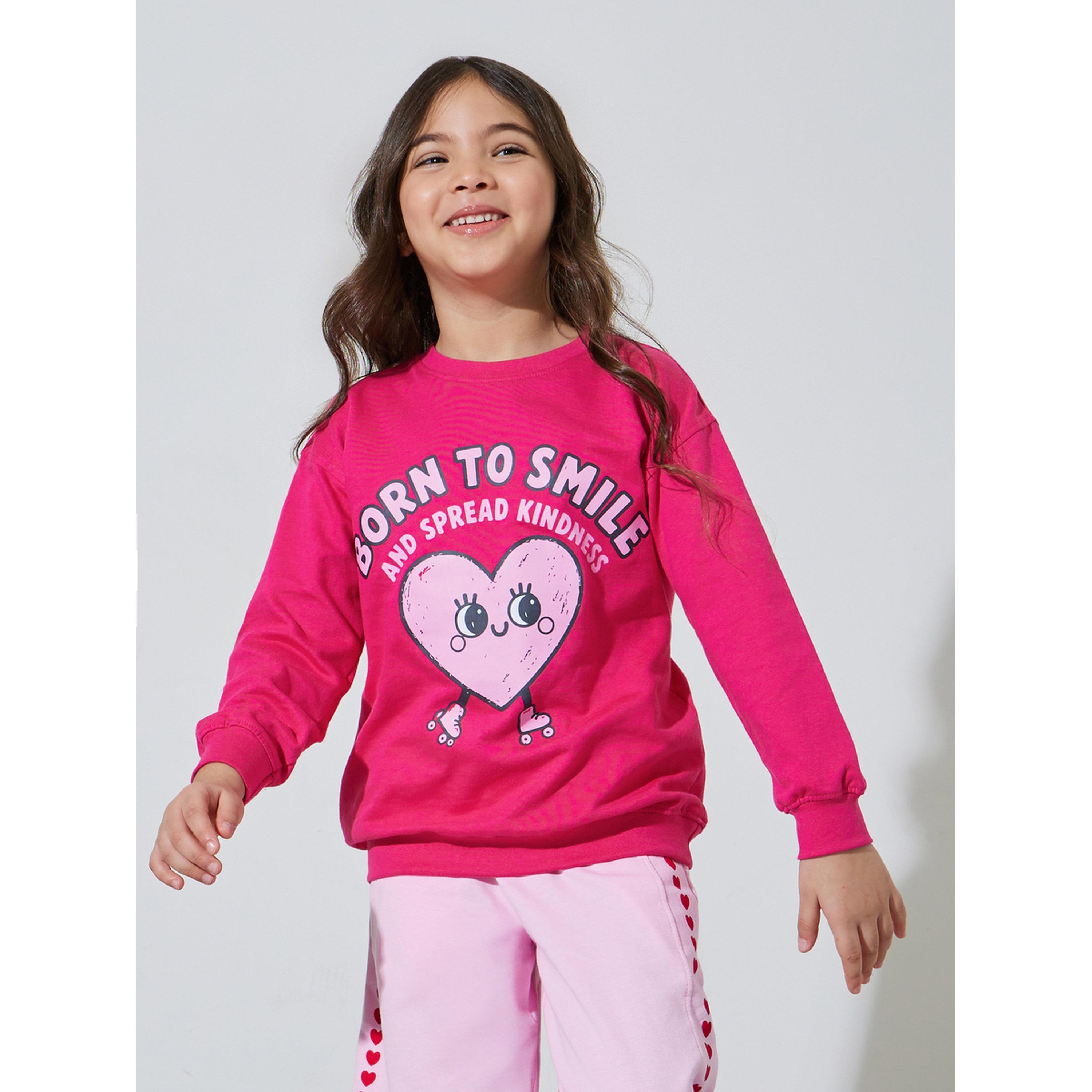 Styli Girl Pink Front and Back Print Oversized Sweatshirt-girls-clothing-sweatshirts-image-1