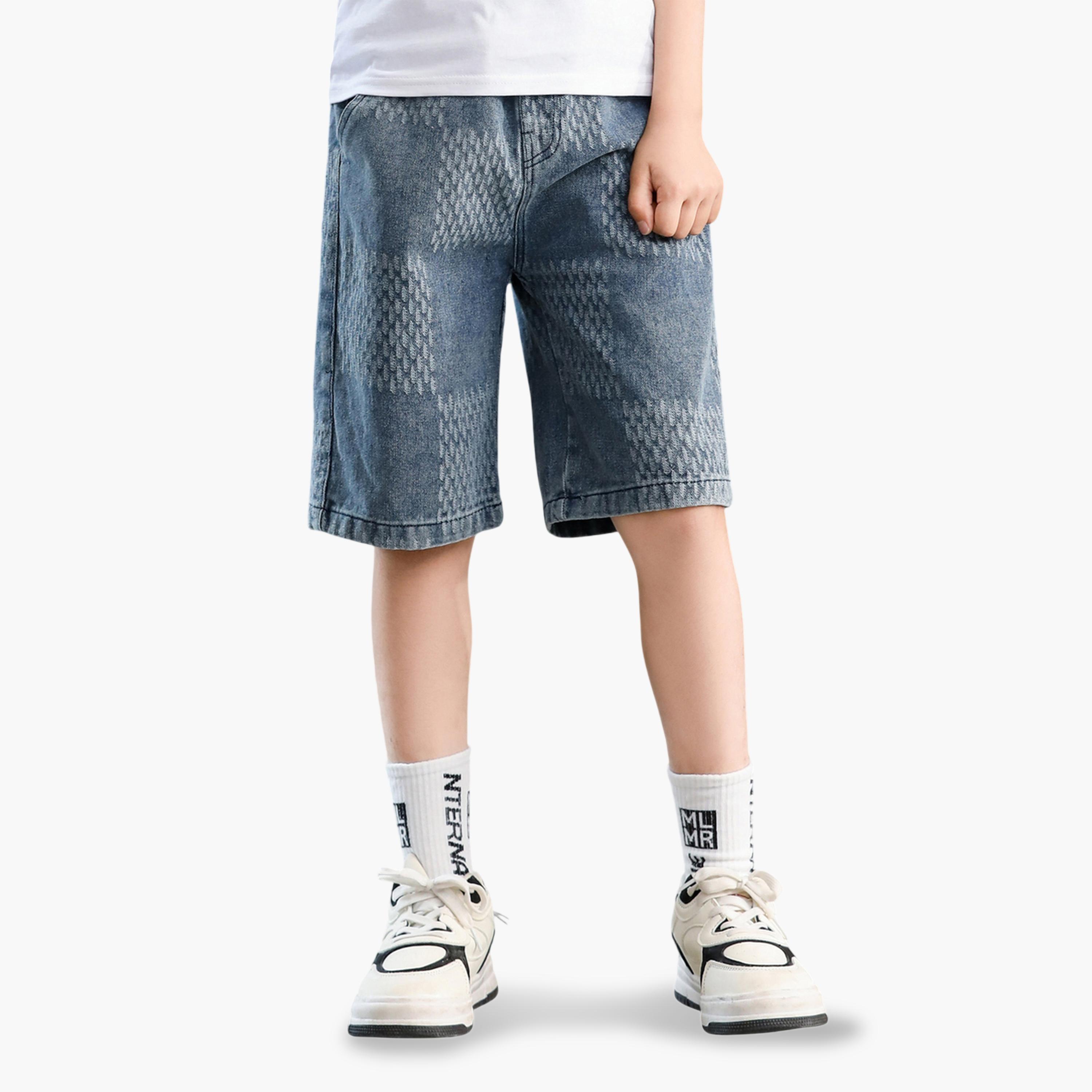 شورت دنيم قطن للأولاد أزرق-boys-clothing-bottoms-shorts-image-1
