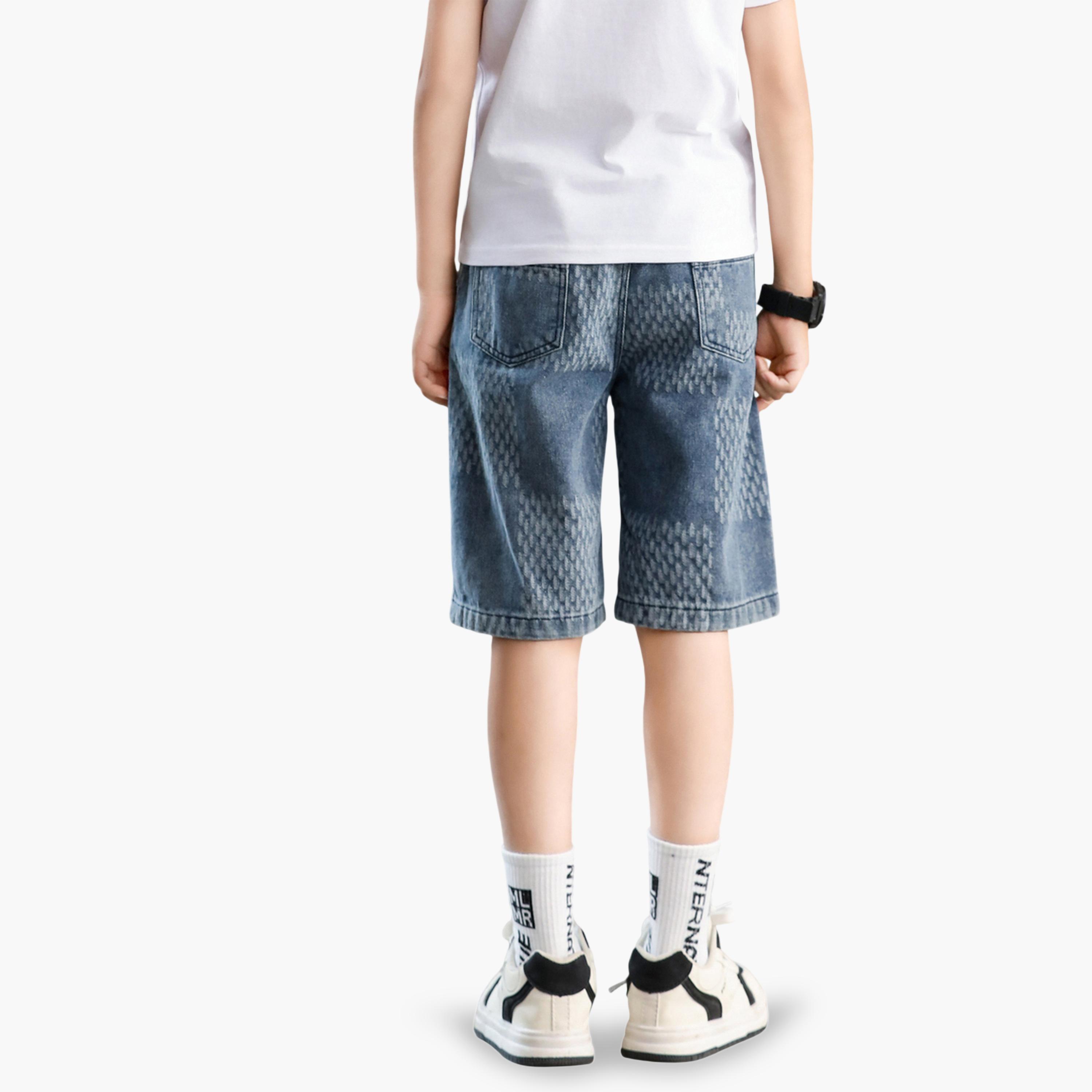 شورت دنيم قطن للأولاد أزرق-boys-clothing-bottoms-shorts-image-2