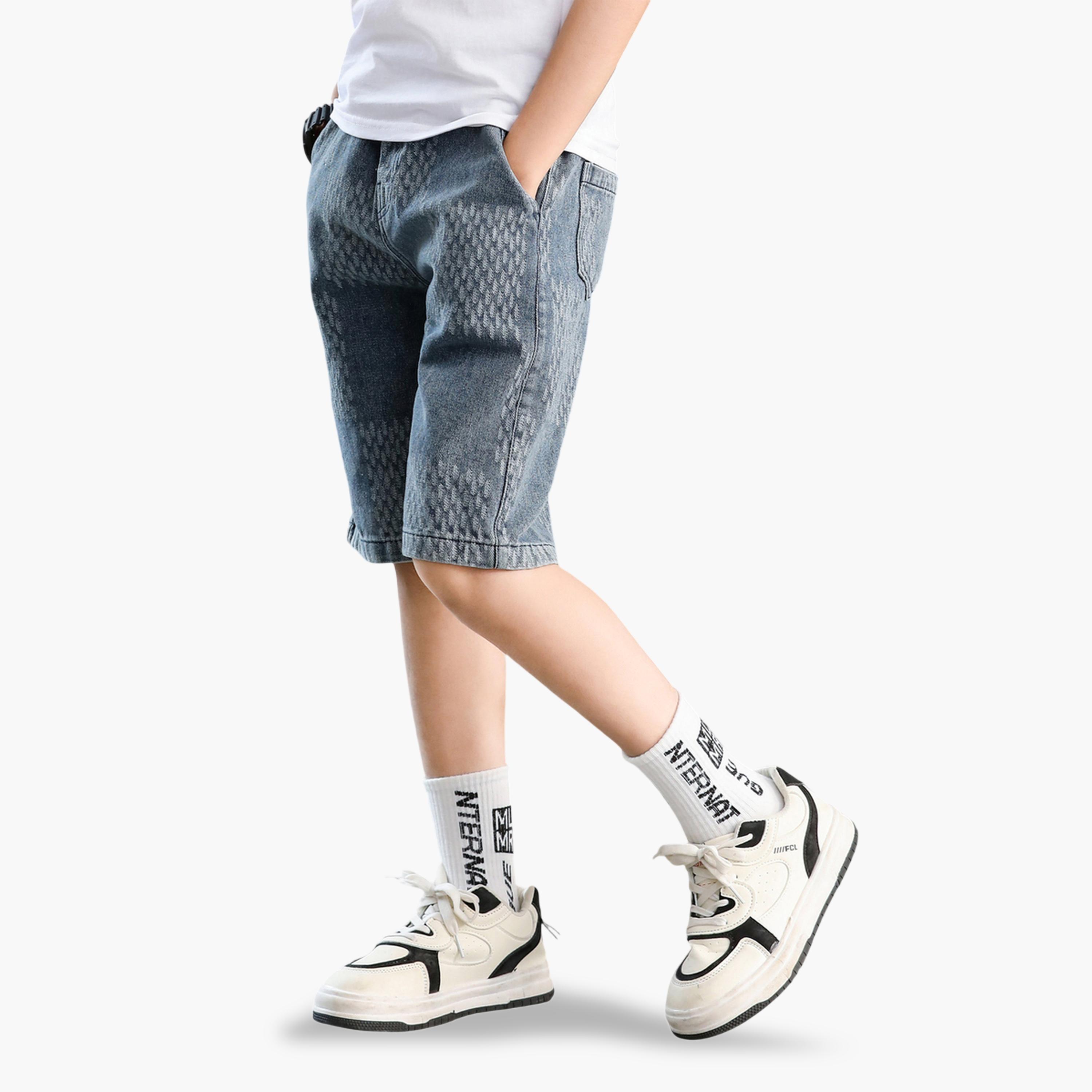 شورت دنيم قطن للأولاد أزرق-boys-clothing-bottoms-shorts-image-3