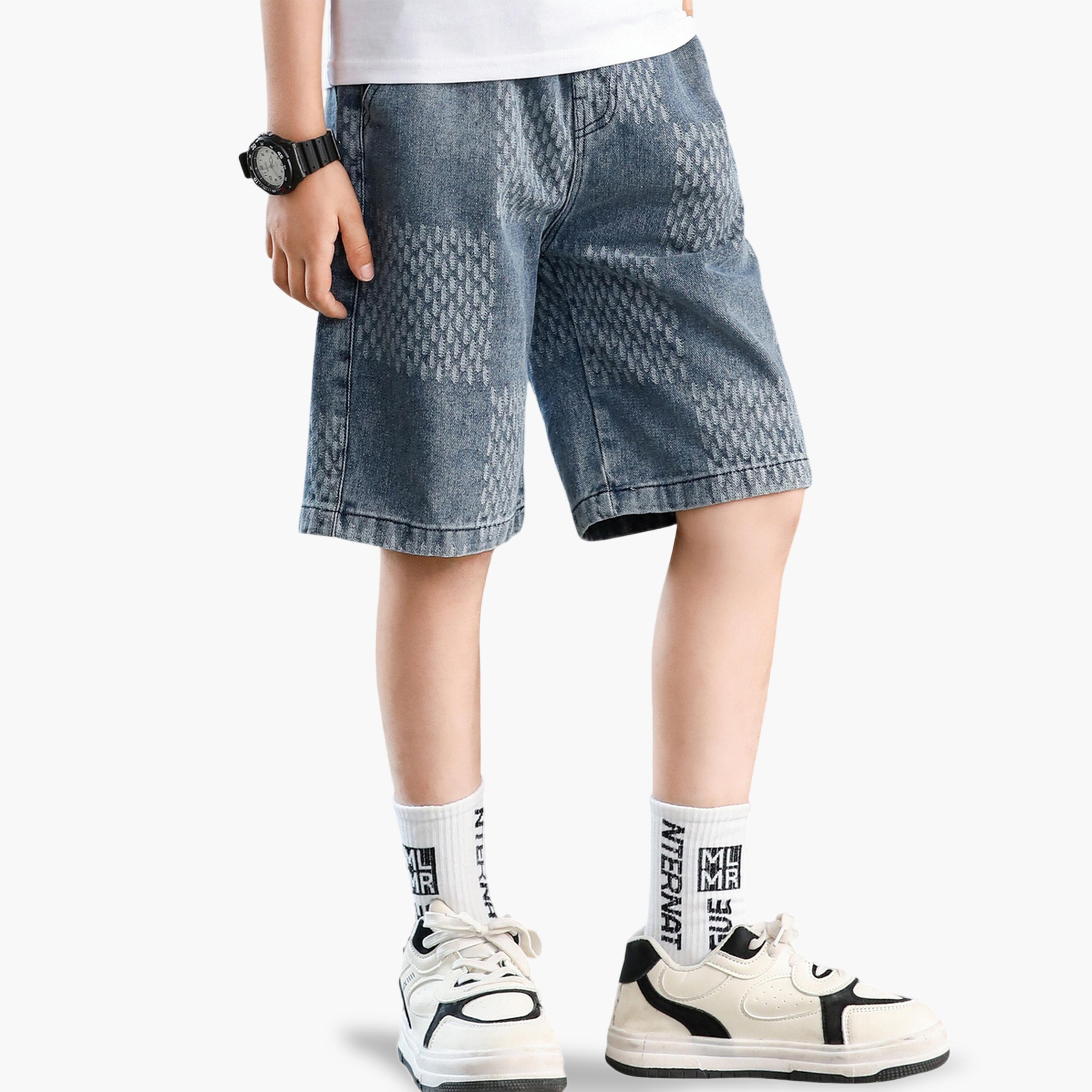 شورت دنيم قطن للأولاد أزرق-boys-clothing-bottoms-shorts-image-5