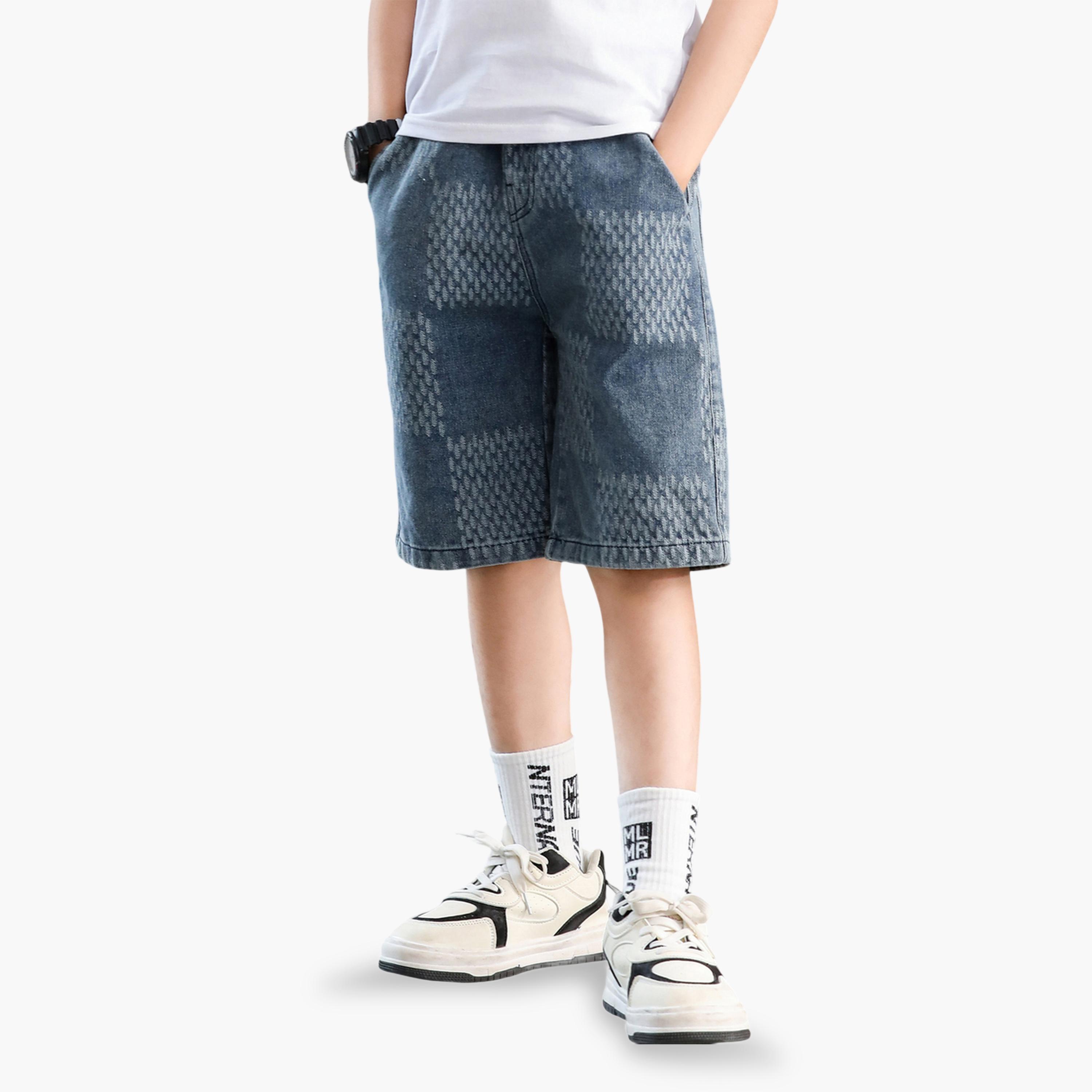 شورت دنيم قطن للأولاد أزرق-boys-clothing-bottoms-shorts-image-6