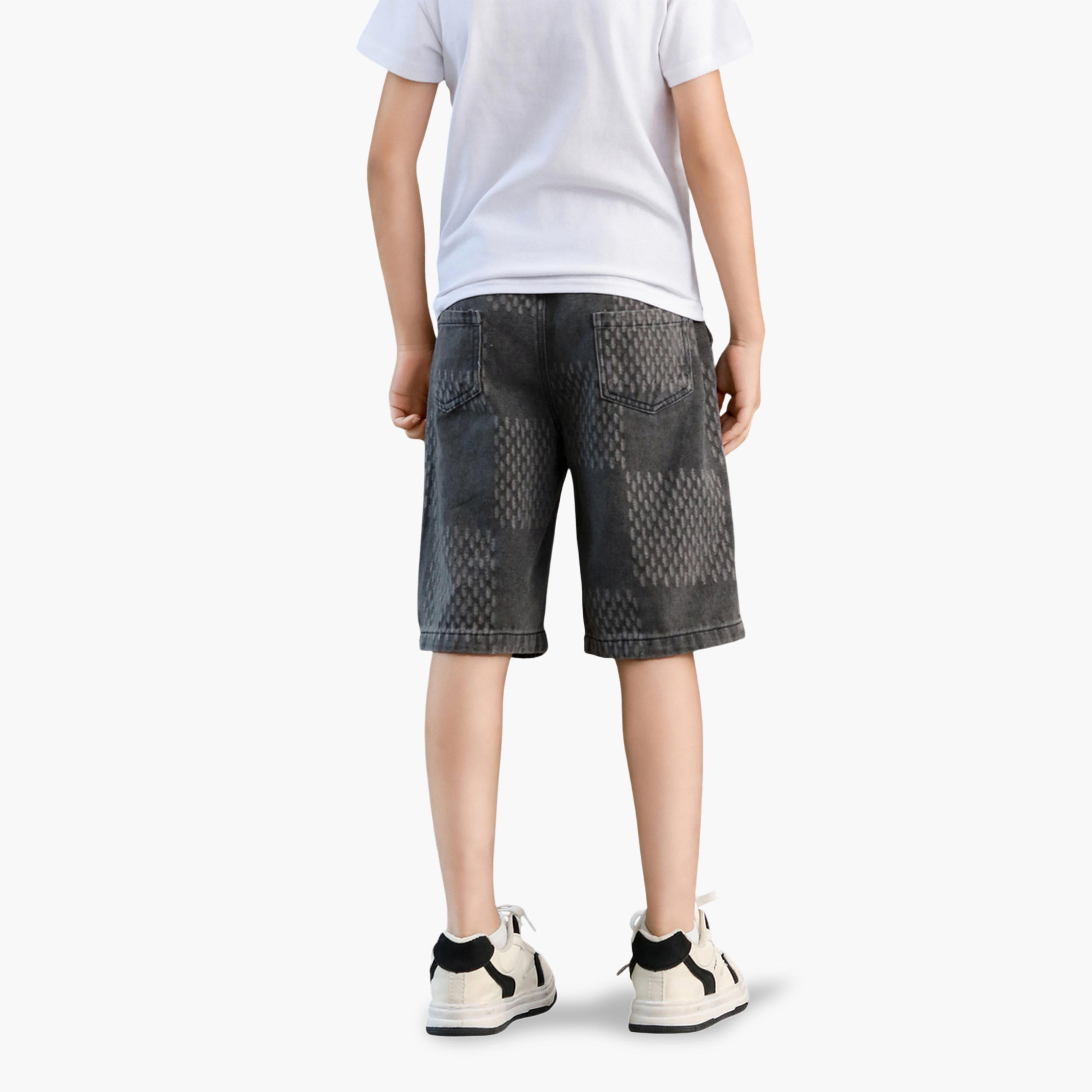 Take Two Boys Cotton Blend Patterned Denim Capri Shorts-boys-clothing-bottoms-shorts-image-2