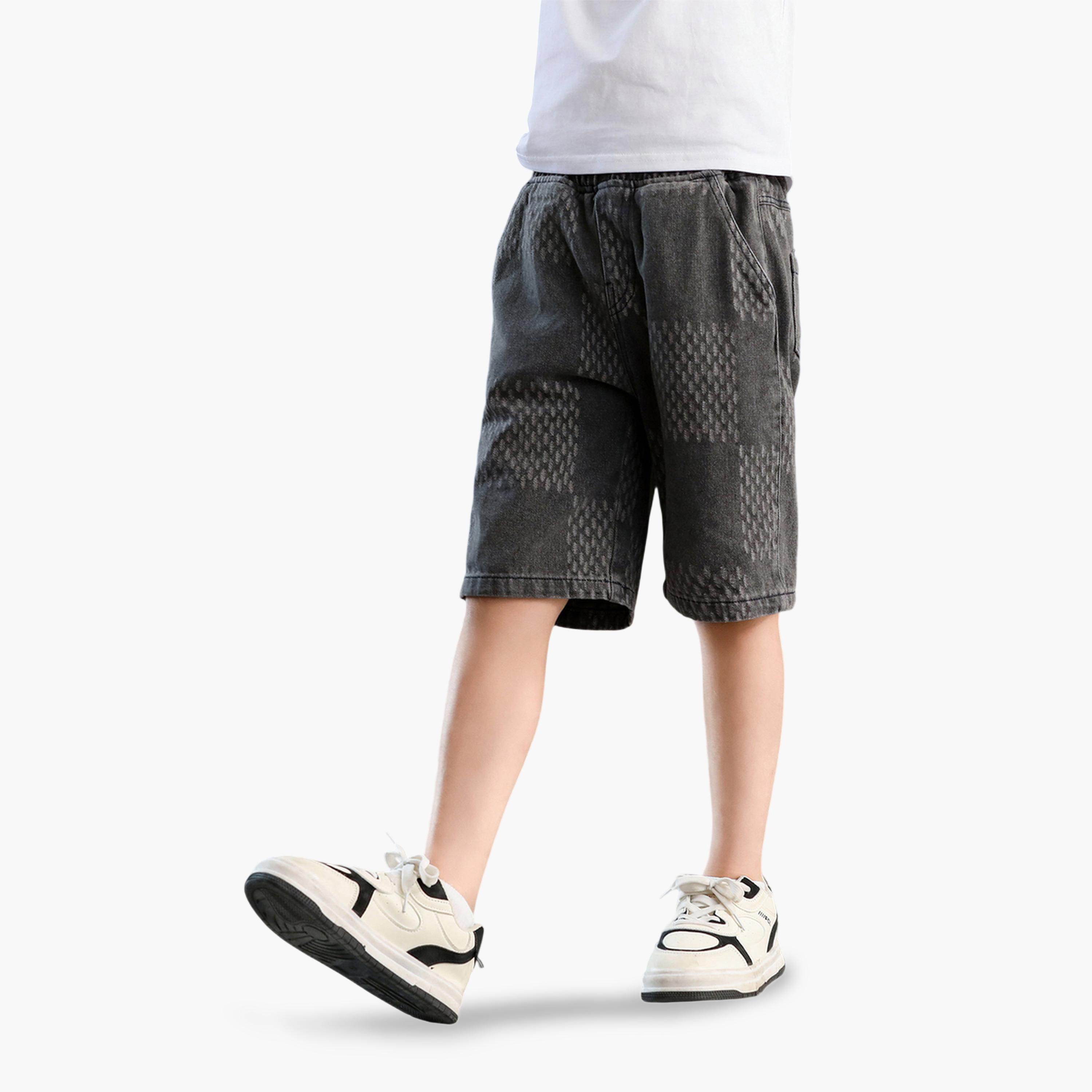 Take Two Boys Cotton Blend Patterned Denim Capri Shorts-boys-clothing-bottoms-shorts-image-3