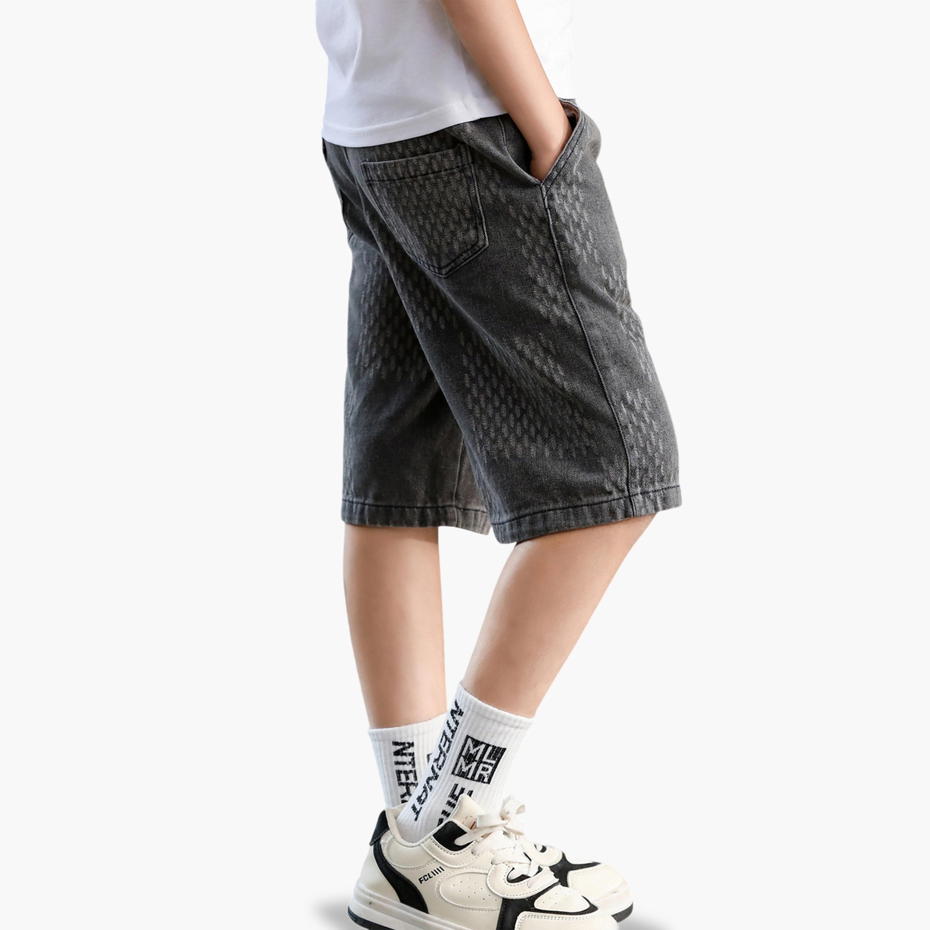 Take Two Boys Cotton Blend Patterned Denim Capri Shorts-boys-clothing-bottoms-shorts-image-5
