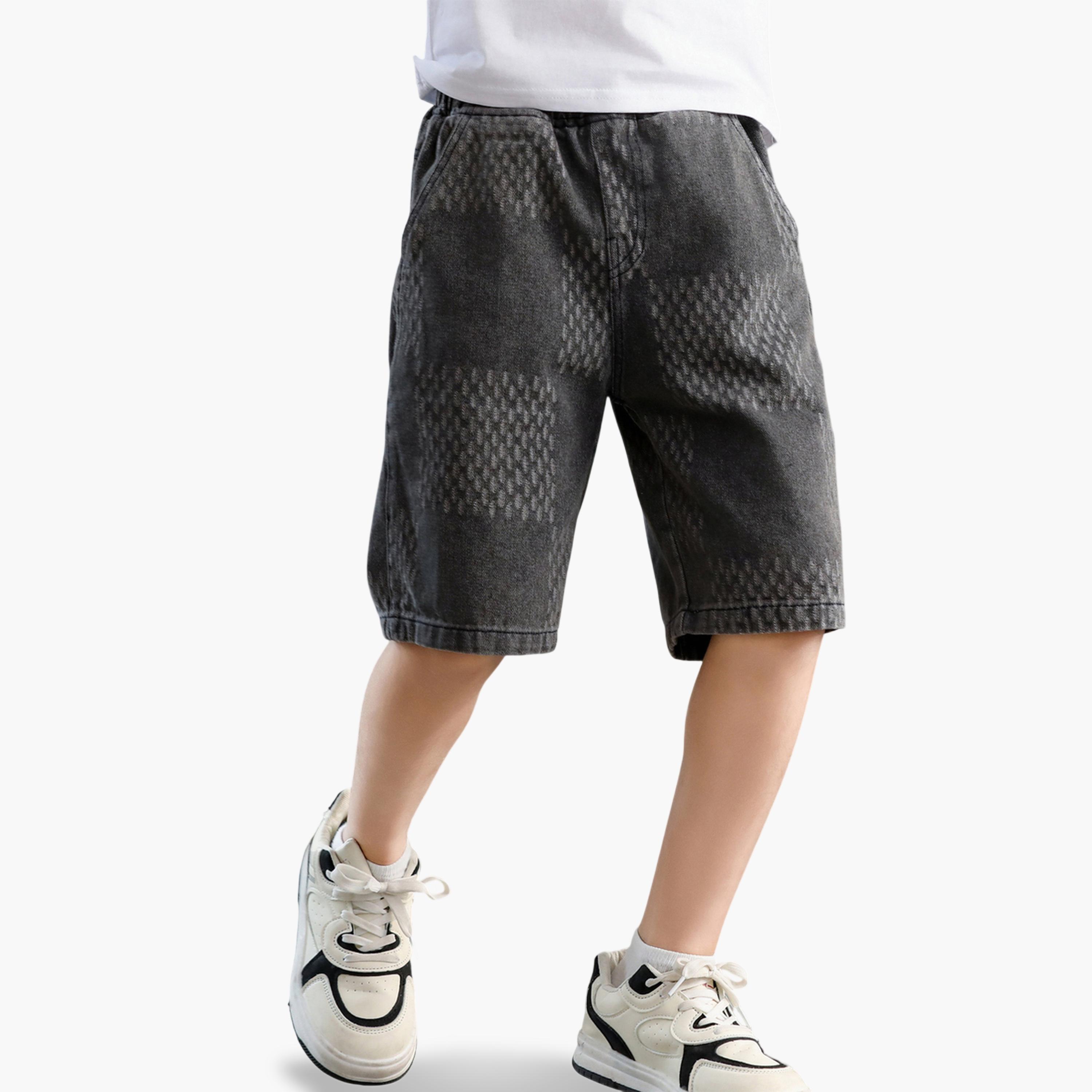 Take Two Boys Cotton Blend Patterned Denim Capri Shorts-boys-clothing-bottoms-shorts-image-6