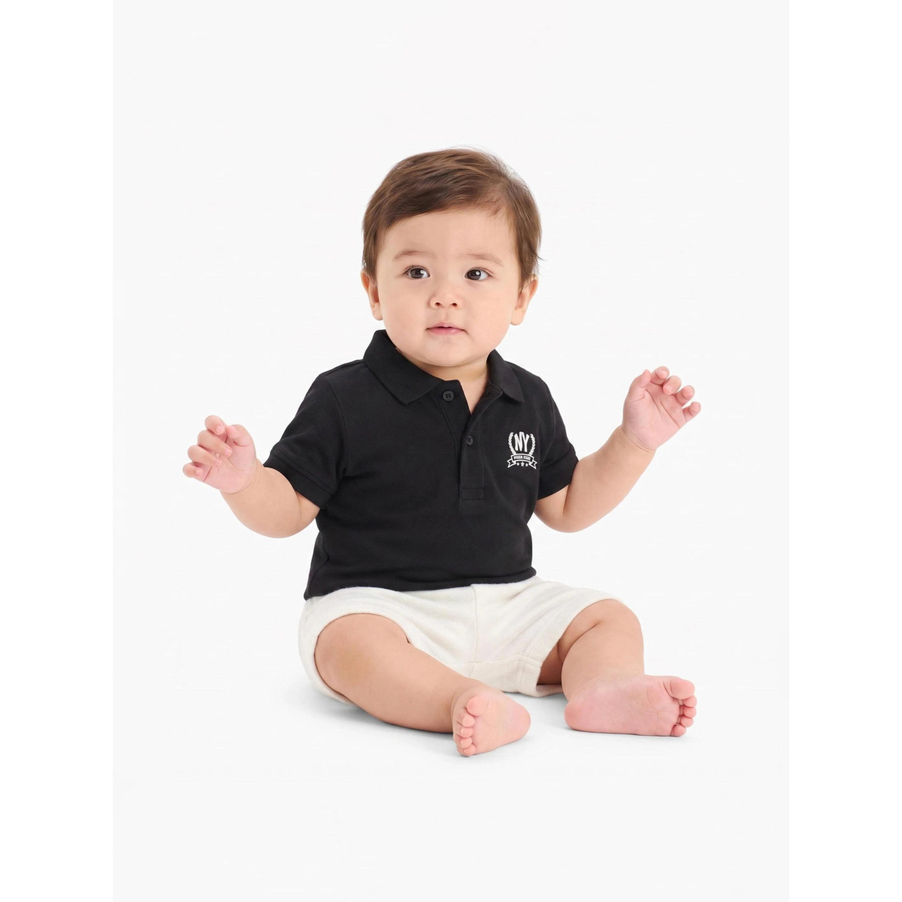 تيشيرت بولو بقصة منتظمة وطبعة نيويورك للأولاد الصغار أسود-baby-boys-clothing-tshirtsandpolos-image-2